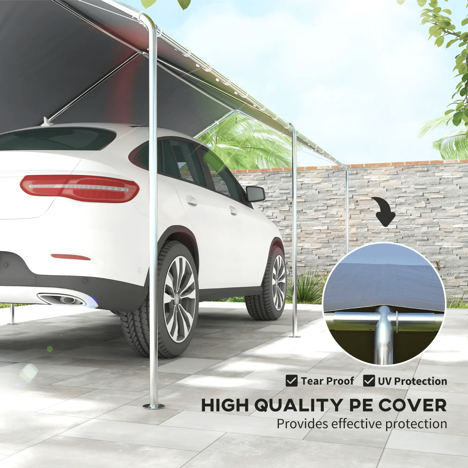 Large Carport Garage Car Port Shelter 3m x 6m Heavy Duty Galvanised Steel Tent - Home and Garden Furniture Shop - rustic - furniture