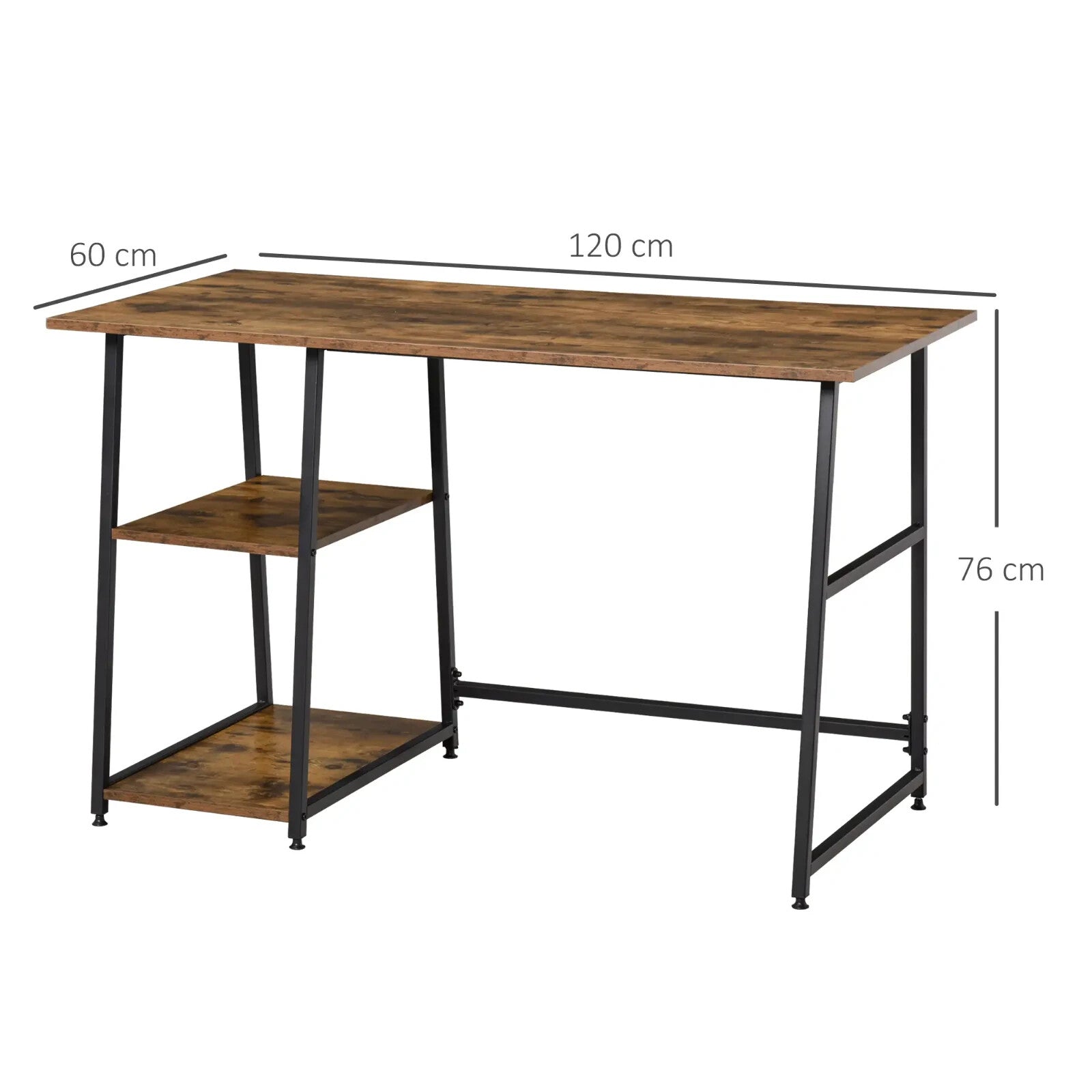 Large Computer Desk Shelves Industrial Wood Work Table Home Office Workstation - Home and Garden Furniture Shop - rustic - furniture