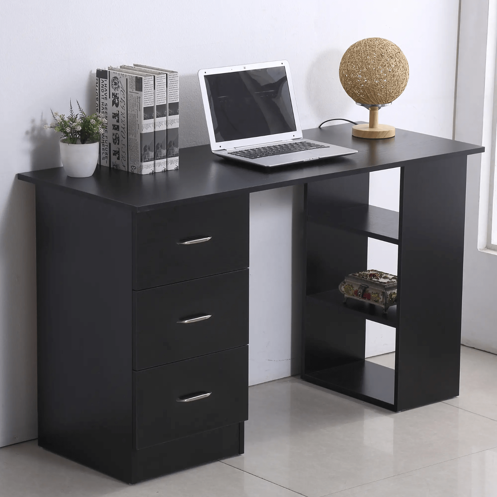 Large Computer Desk with Shelves Home Office Storage Drawers Bedroom Study Table - Home and Garden Furniture Shop - #rustic - furniture#