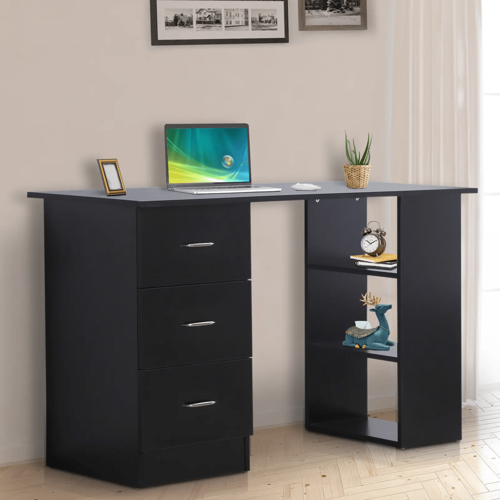 Large Computer Desk with Shelves Home Office Storage Drawers Bedroom Study Table - Home and Garden Furniture Shop - #rustic - furniture#