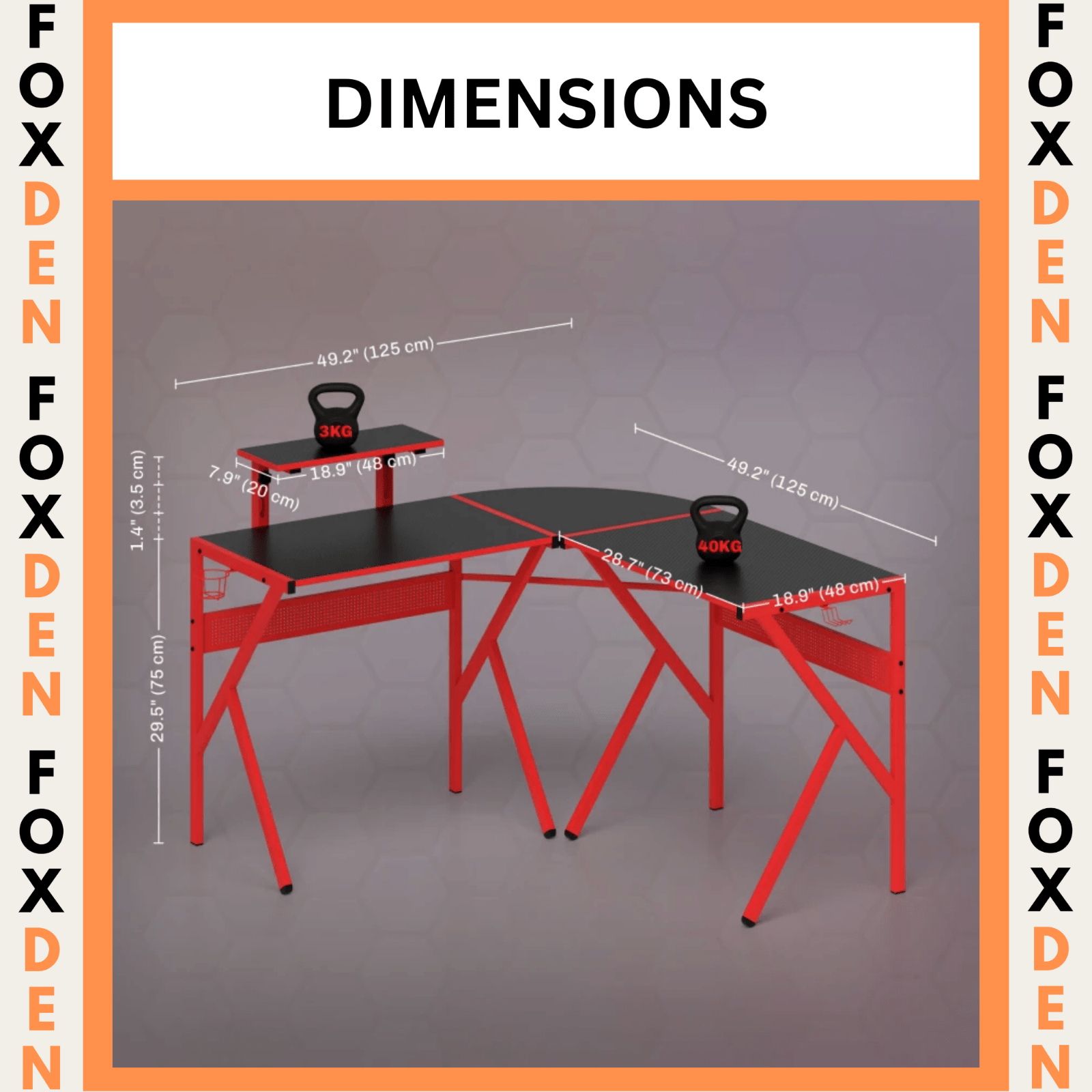 Large Corner Gaming Desk L - Shaped Computer Table Monitor Stand Red Workstation - Home and Garden Furniture Shop - rustic - furniture