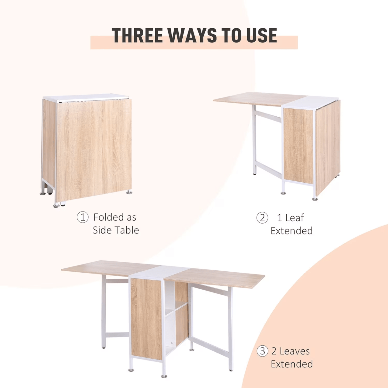 Large Drop Leaf Dining Table Folding Desk Space Saving Kitchen Storage Breakfast - Home and Garden Furniture Shop - rustic - furniture