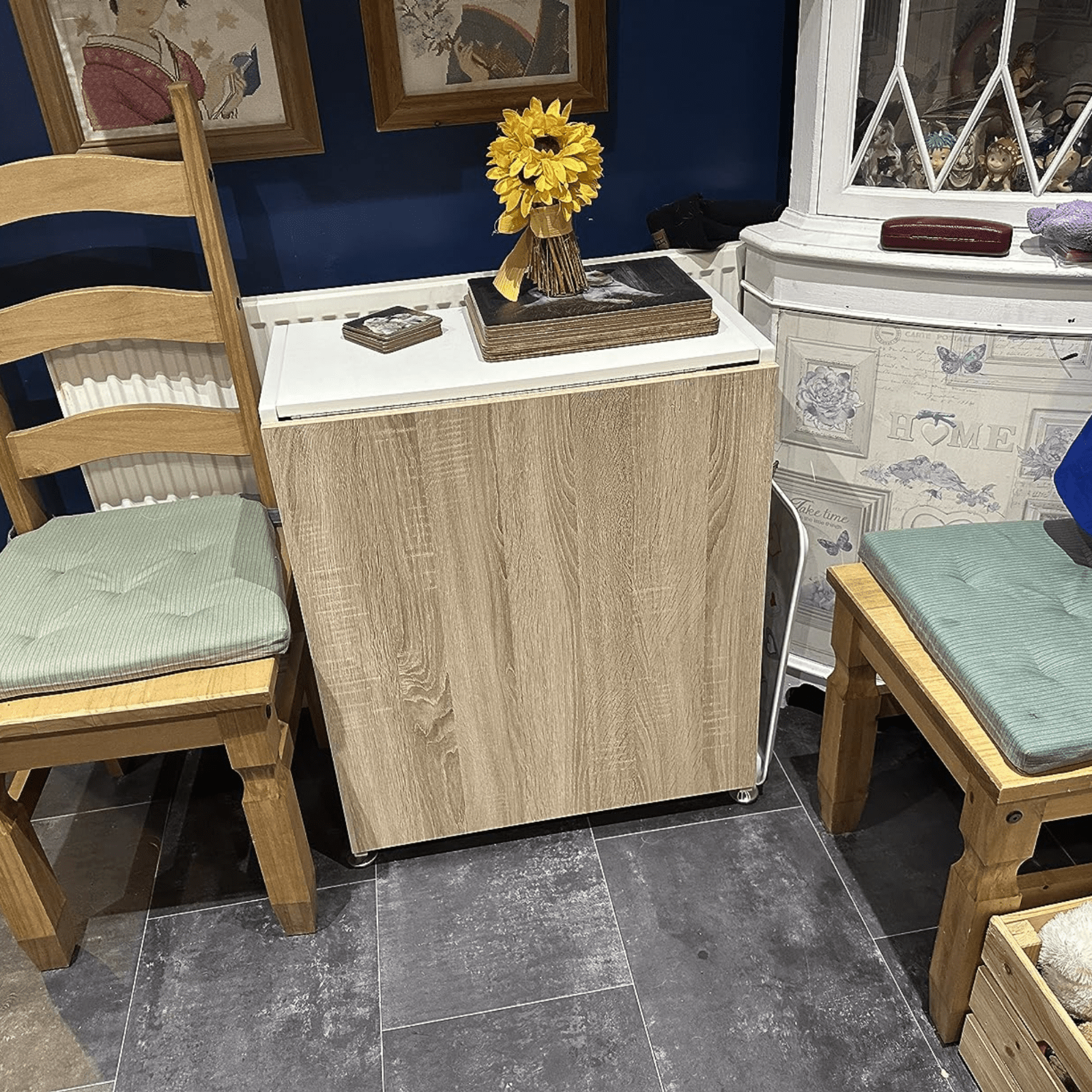 Large Drop Leaf Dining Table Folding Desk Space Saving Kitchen Storage Breakfast - Home and Garden Furniture Shop - rustic - furniture