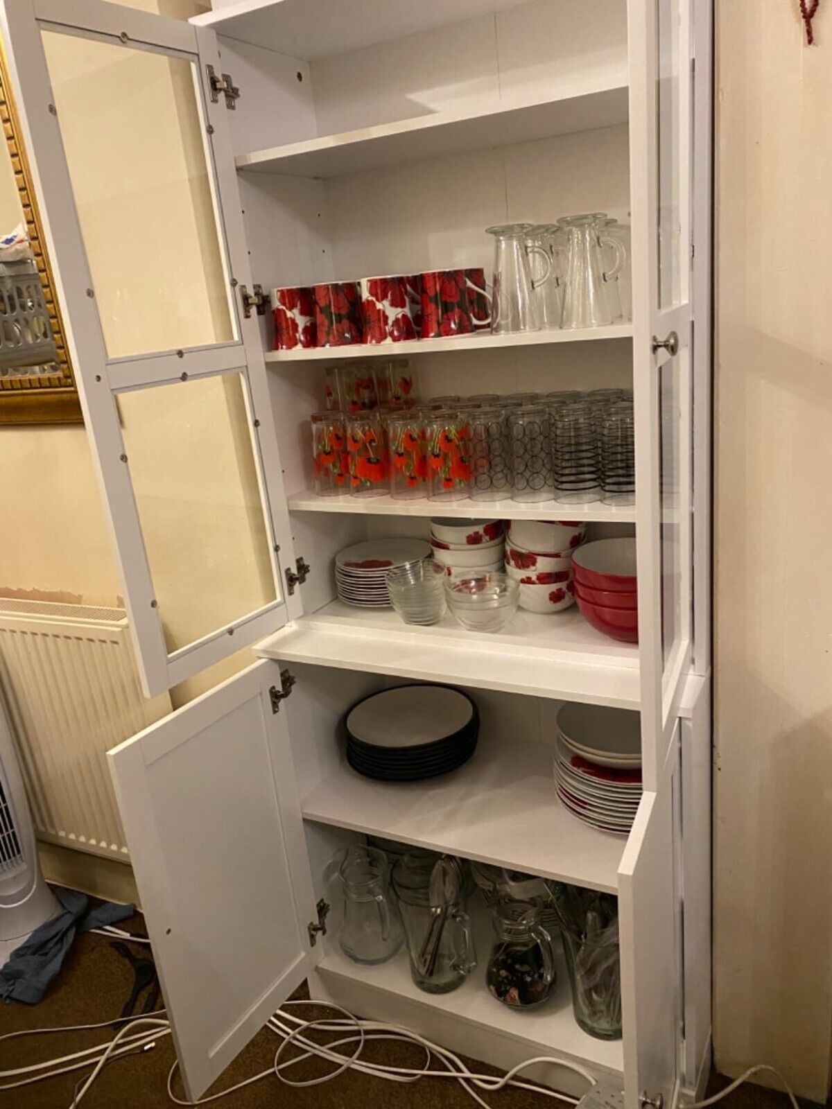 Large Freestanding Kitchen Pantry Cupboard Larder Storage Cabinet Glass Doors - Home and Garden Furniture Shop - #rustic - furniture#