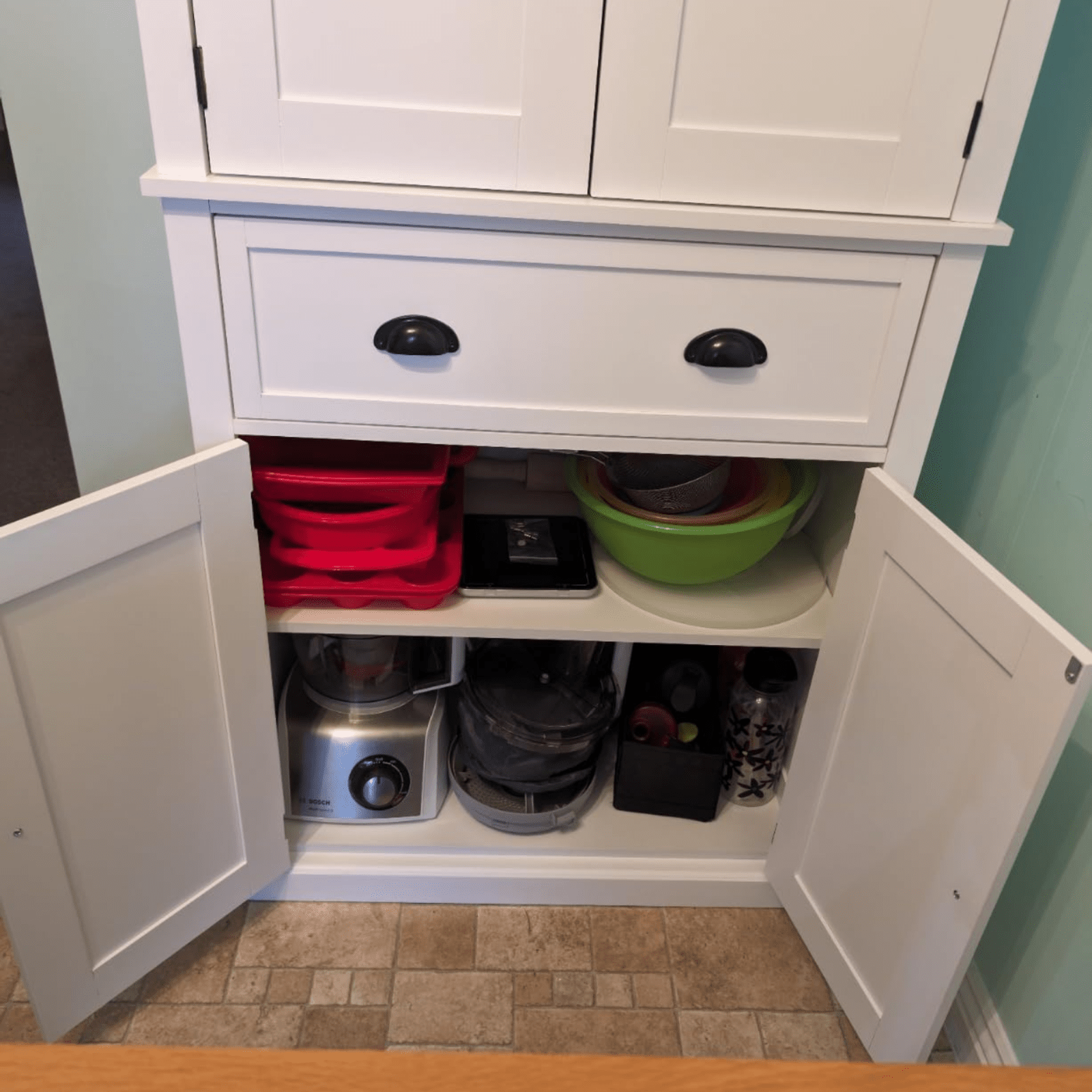 Large Freestanding Kitchen Pantry Cupboard Larder Storage Cabinet White Drawers - Home and Garden Furniture Shop - rustic - furniture
