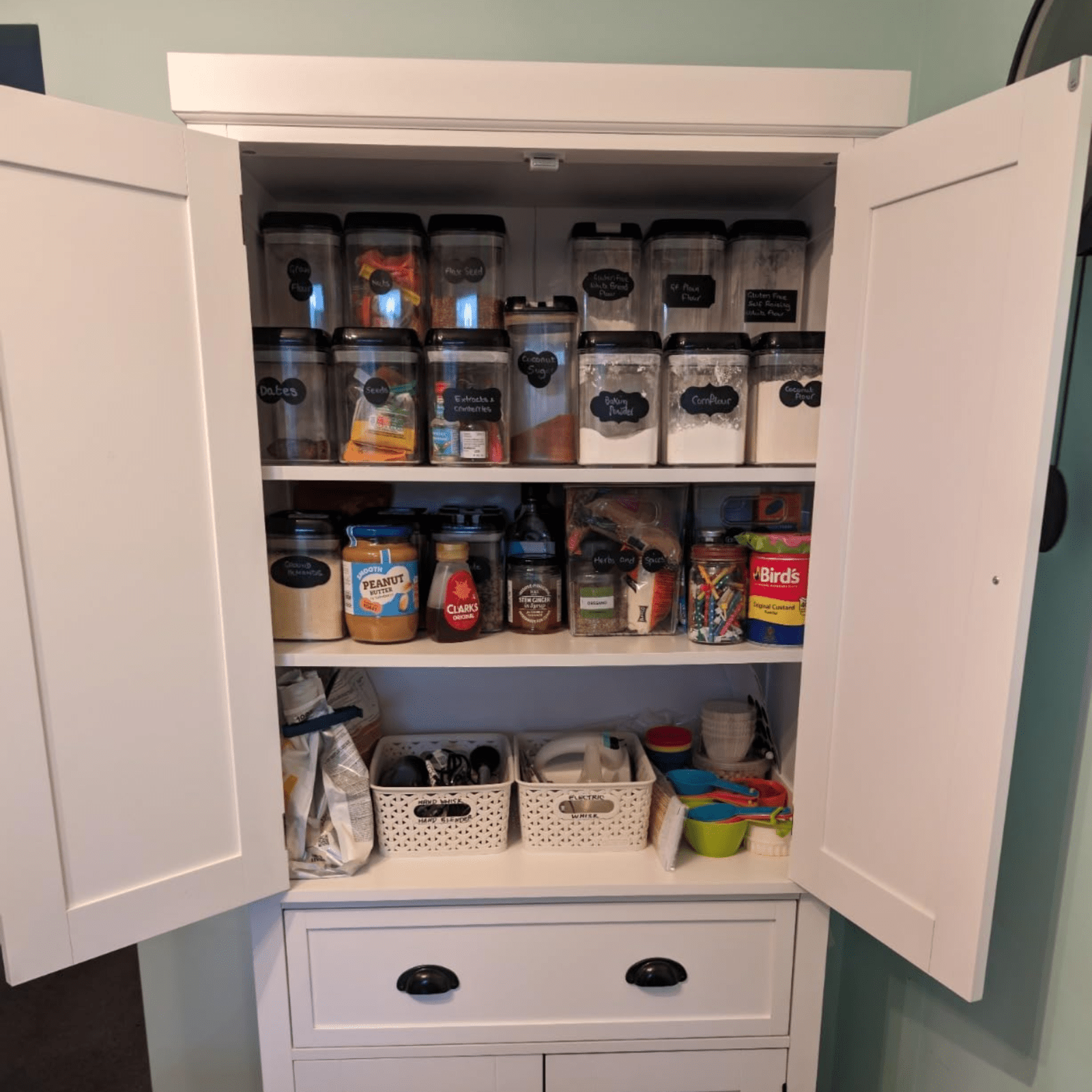 Large Freestanding Kitchen Pantry Cupboard Larder Storage Cabinet White Drawers - Home and Garden Furniture Shop - #rustic - furniture#