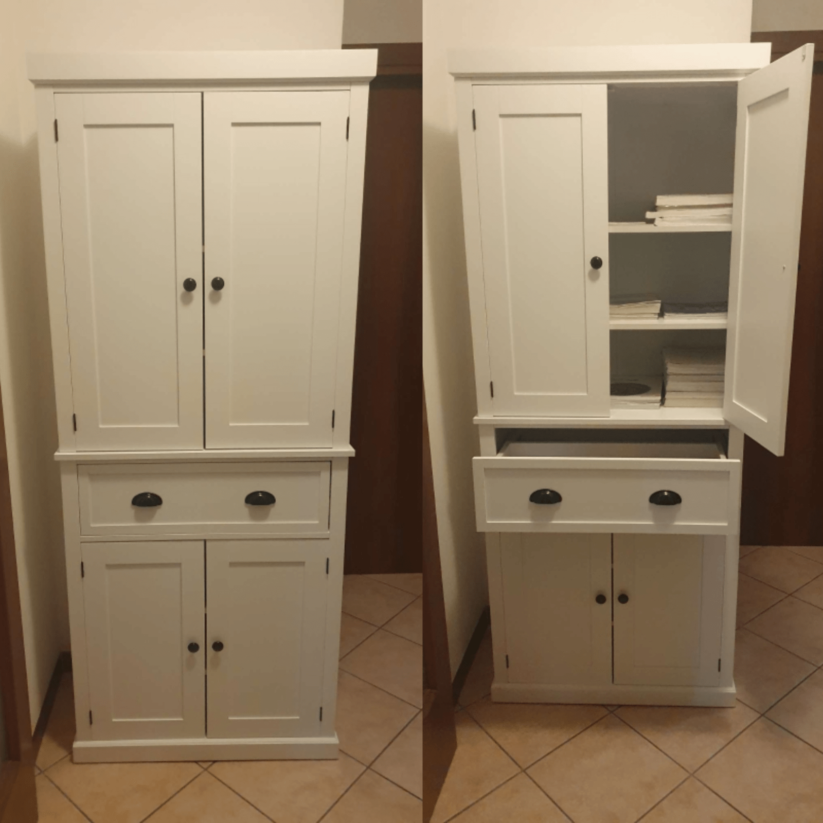 Large Freestanding Kitchen Pantry Cupboard Larder Storage Cabinet White Drawers - Home and Garden Furniture Shop - rustic - furniture