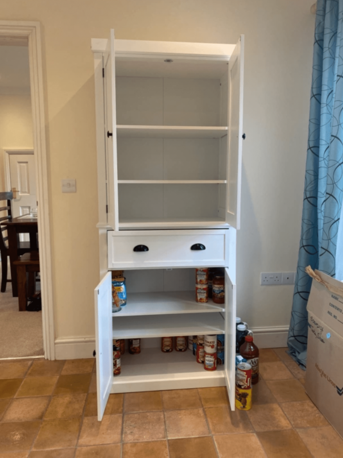 Large Freestanding Kitchen Pantry Cupboard Larder Storage Cabinet White Drawers - Home and Garden Furniture Shop - #rustic - furniture#