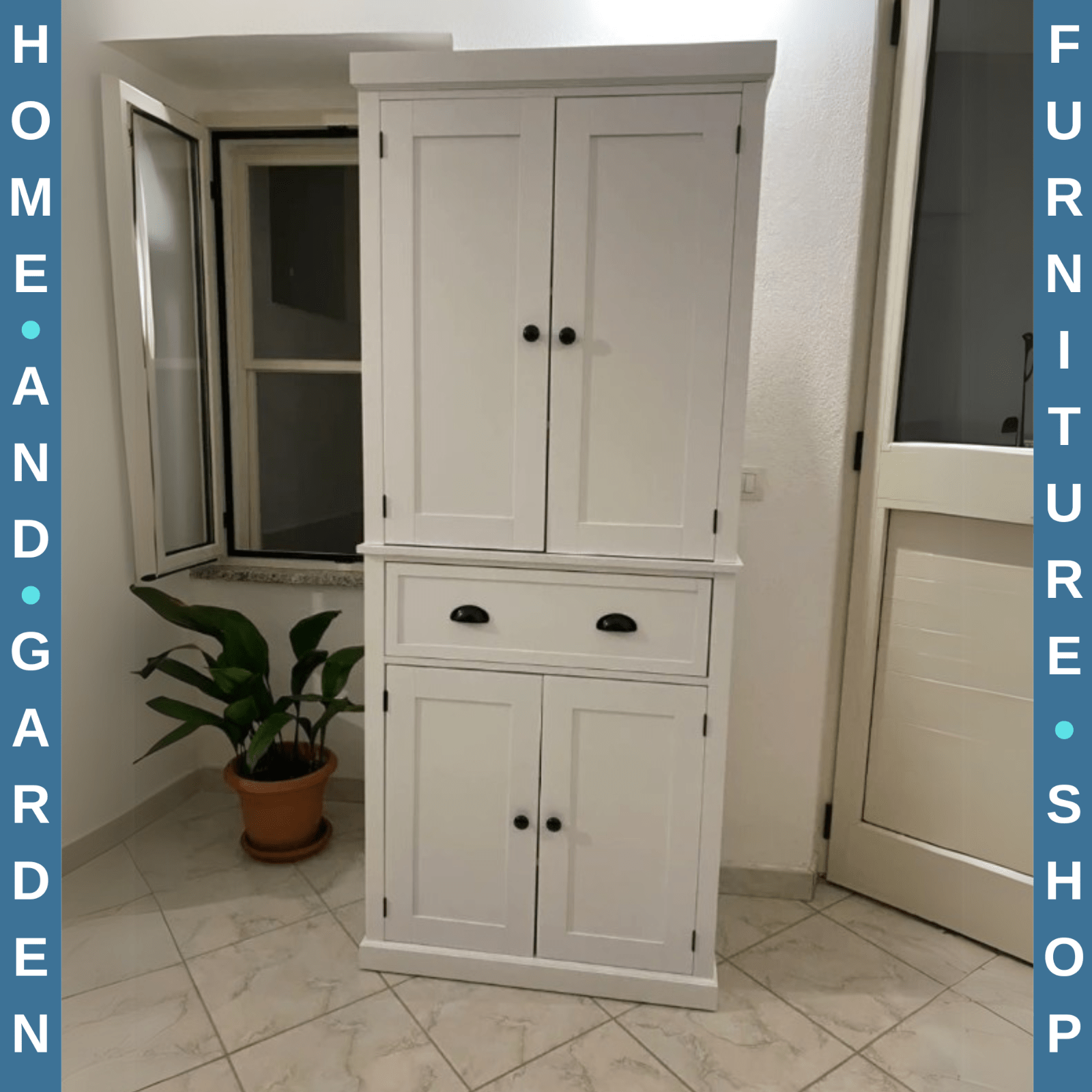 Large Freestanding Kitchen Pantry Cupboard Larder Storage Cabinet White Drawers - Home and Garden Furniture Shop - rustic - furniture