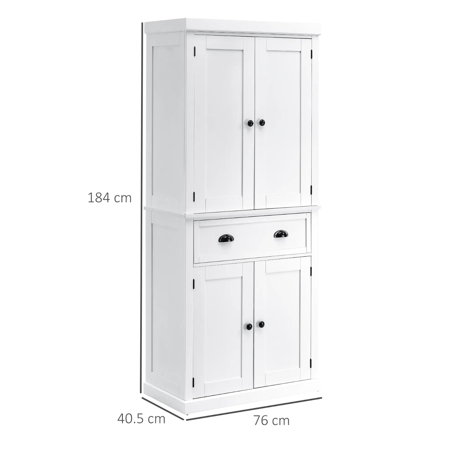 Large Freestanding Kitchen Pantry Cupboard Larder Storage Cabinet White Drawers - Home and Garden Furniture Shop - rustic - furniture
