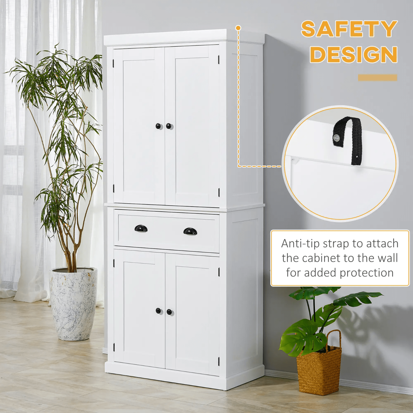 Large Freestanding Kitchen Pantry Cupboard Larder Storage Cabinet White Drawers - Home and Garden Furniture Shop - rustic - furniture