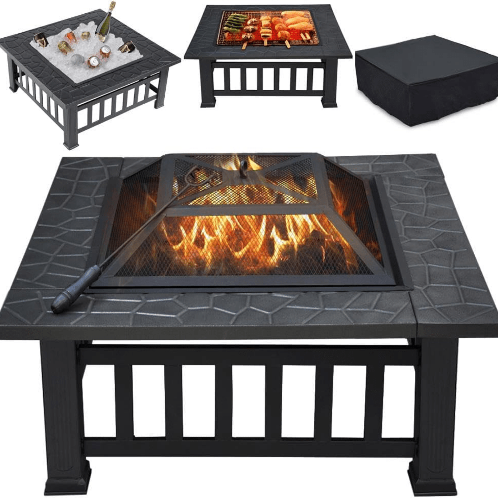 Large Garden Fire Pit Patio Stove Iron Barbecue Bowl Log Burner Outdoor Heater - Home and Garden Furniture Shop - #rustic - furniture#