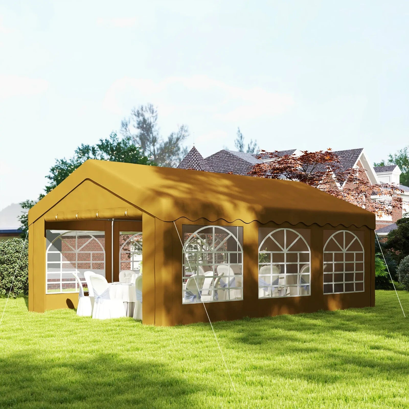 Large Garden Gazebo Marquee Party Wedding Tent Carport Shelter Car Canopy Yellow - Home and Garden Furniture Shop - rustic - furniture