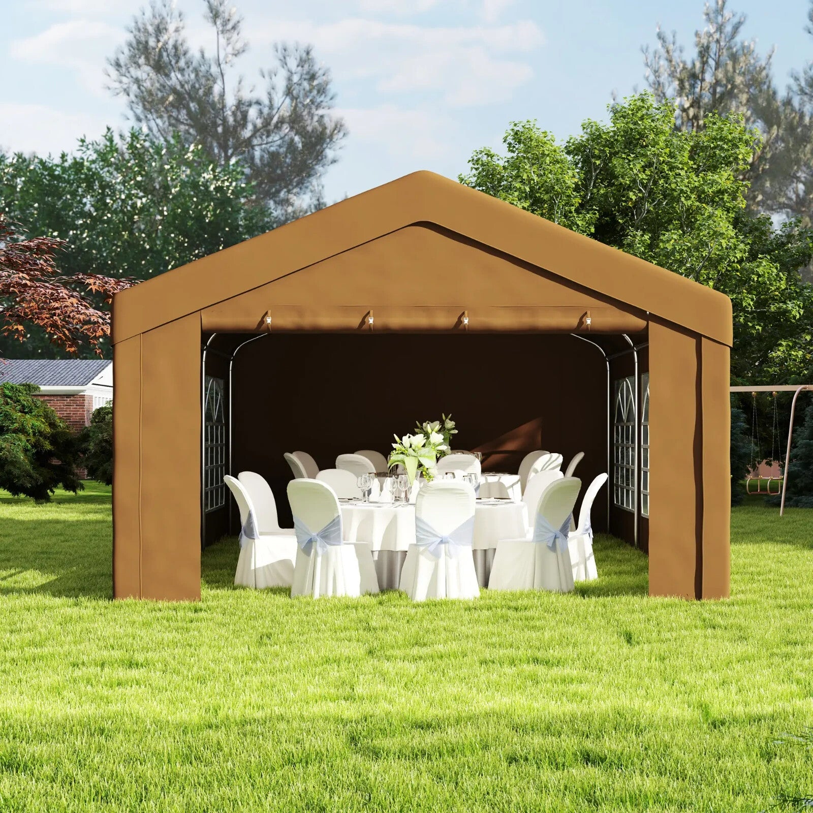 Large Garden Gazebo Marquee Party Wedding Tent Carport Shelter Car Canopy Yellow - Home and Garden Furniture Shop - rustic - furniture
