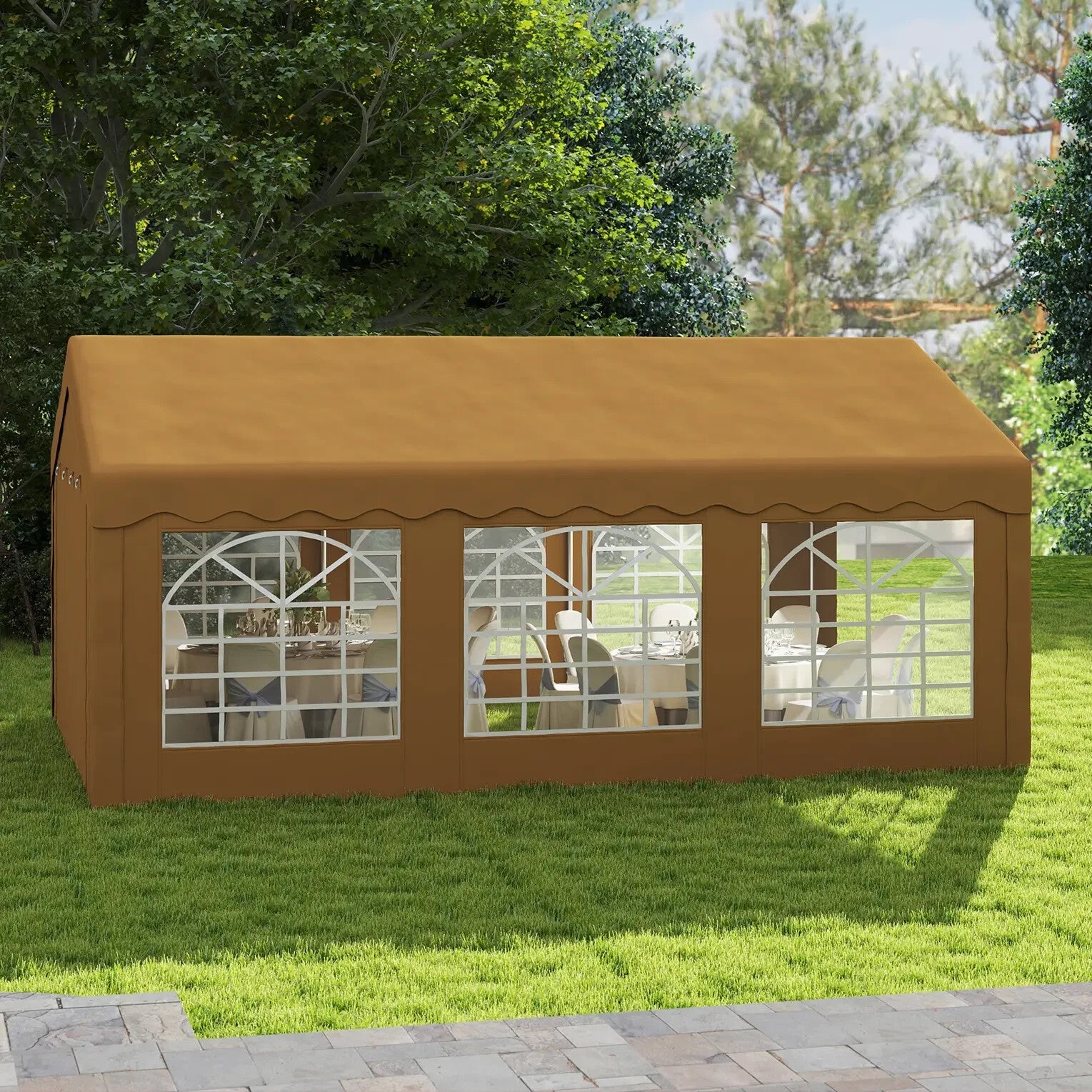 Large Garden Gazebo Marquee Party Wedding Tent Carport Shelter Car Canopy Yellow - Home and Garden Furniture Shop - rustic - furniture