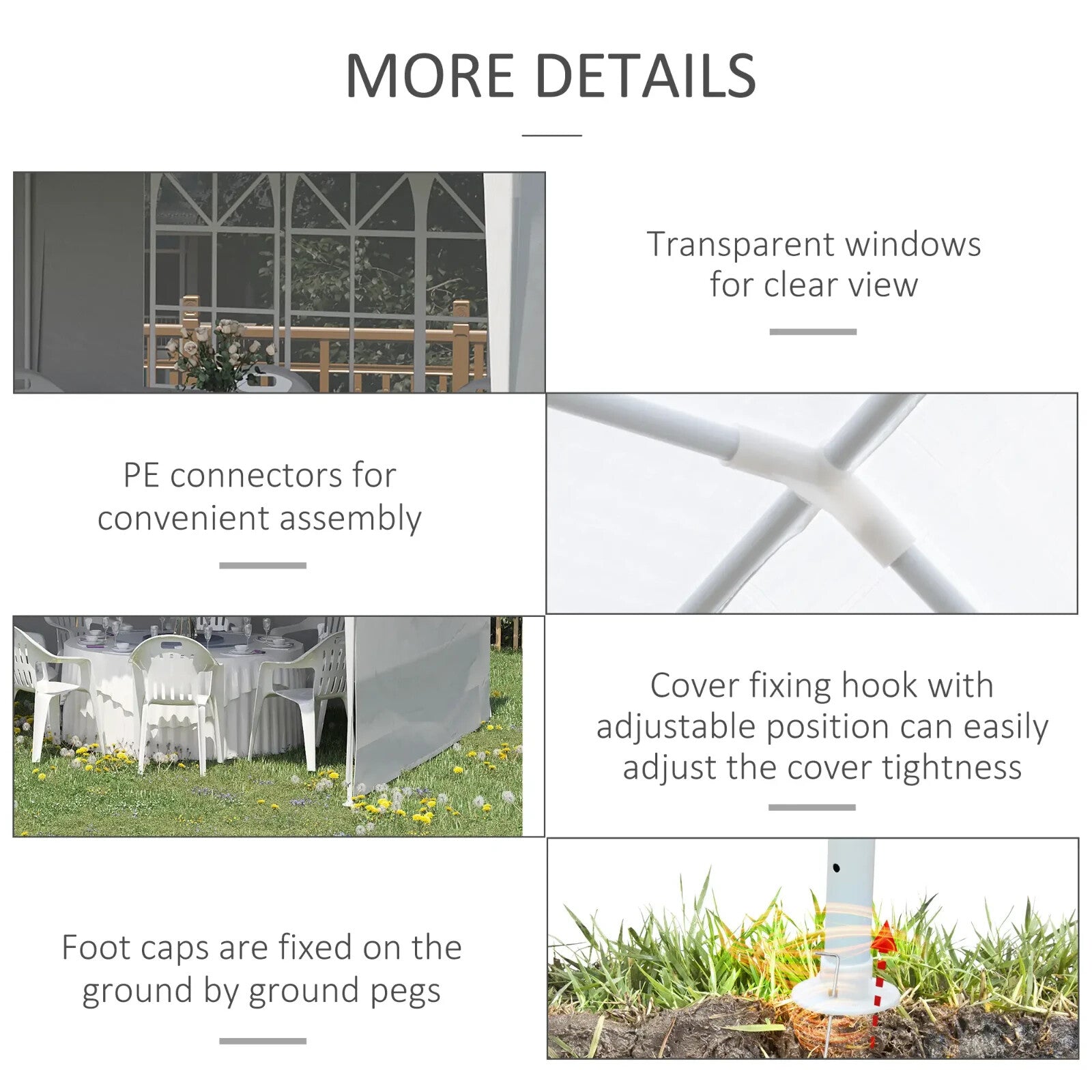 Large Garden Gazebo Wedding Marquee Party Tent 6 x 3m Canopy Canopy Patio White - Home and Garden Furniture Shop - rustic - furniture