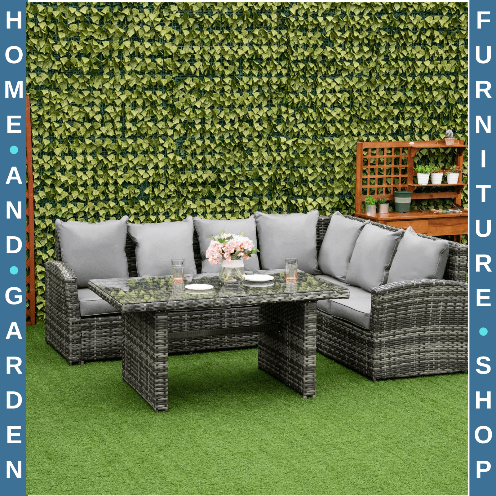 Large Garden Rattan Dining Set Corner Sofa Outdoor Furniture Table with Cushions - Home and Garden Furniture Shop - rustic - furniture