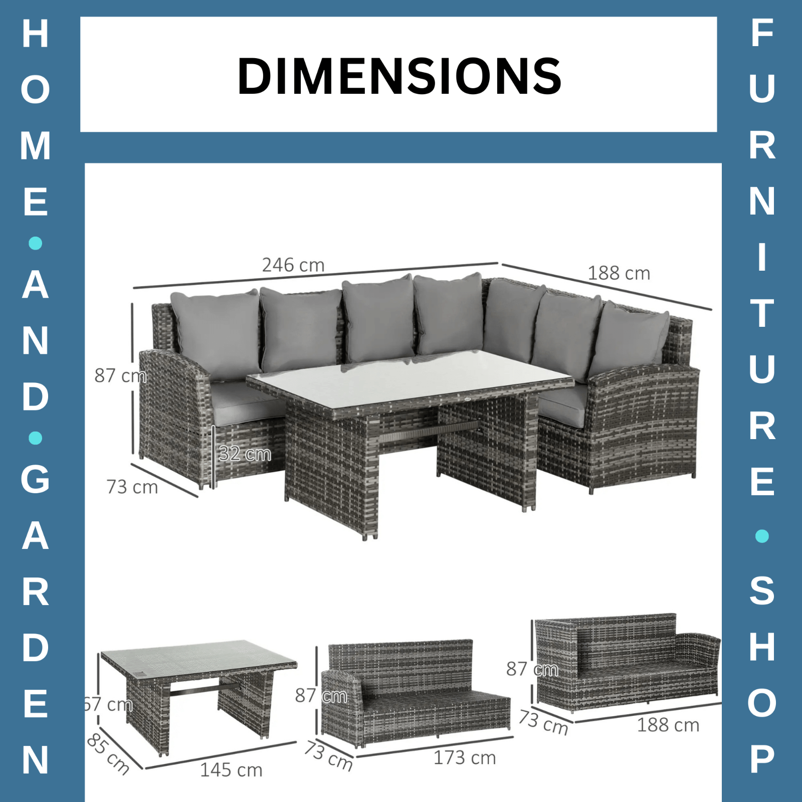Large Garden Rattan Dining Set Corner Sofa Outdoor Furniture Table with Cushions - Home and Garden Furniture Shop - rustic - furniture