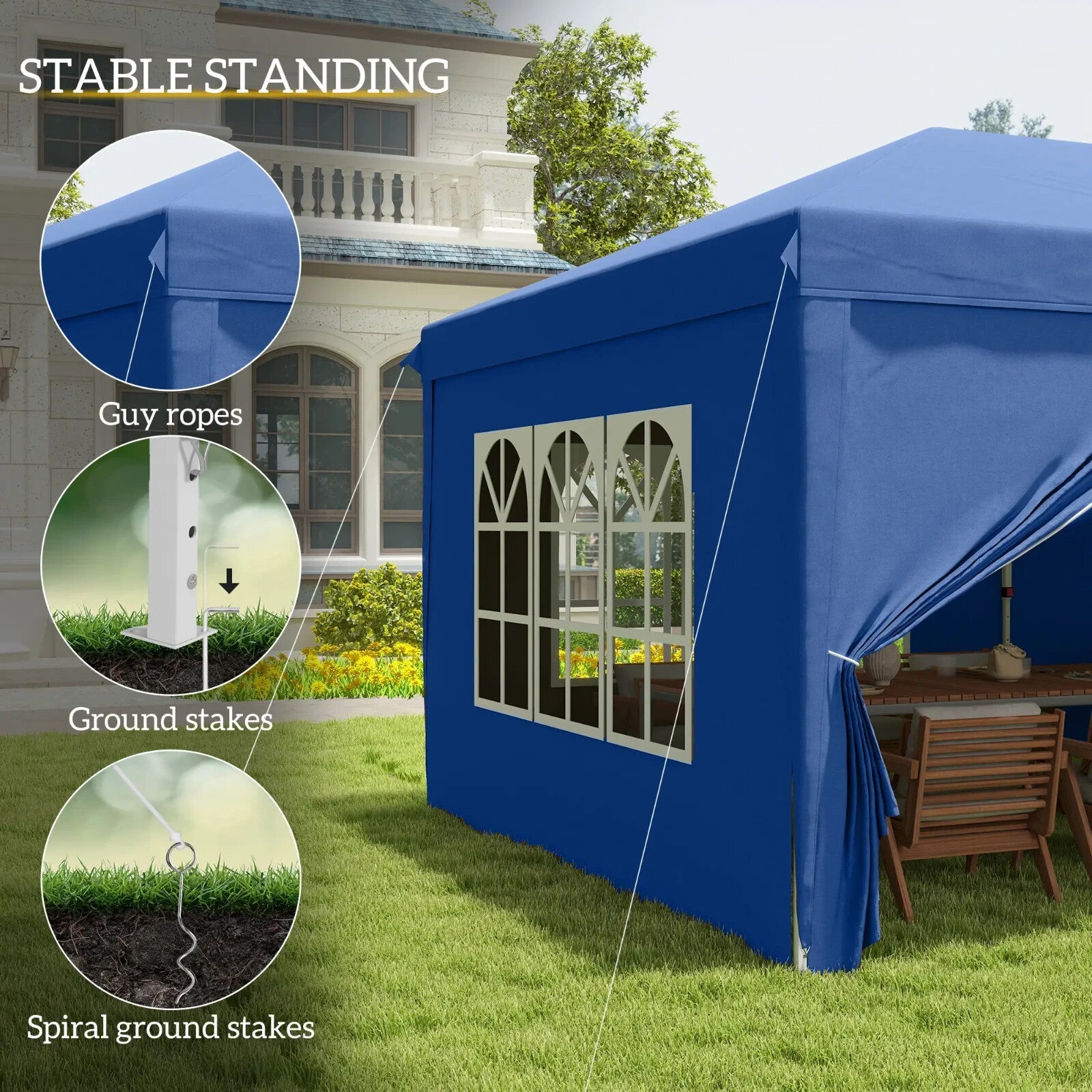 Large Gazebo 6m x 3m Garden Heavy Duty Pop Up Marquee Party Tent Wedding Canopy - Home and Garden Furniture Shop - rustic - furniture