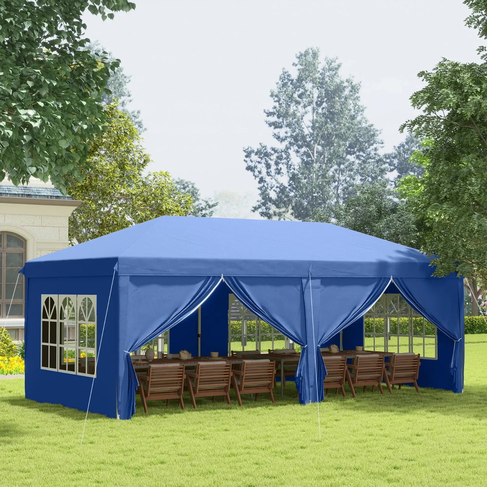Large Gazebo 6m x 3m Garden Heavy Duty Pop Up Marquee Party Tent Wedding Canopy - Home and Garden Furniture Shop - rustic - furniture