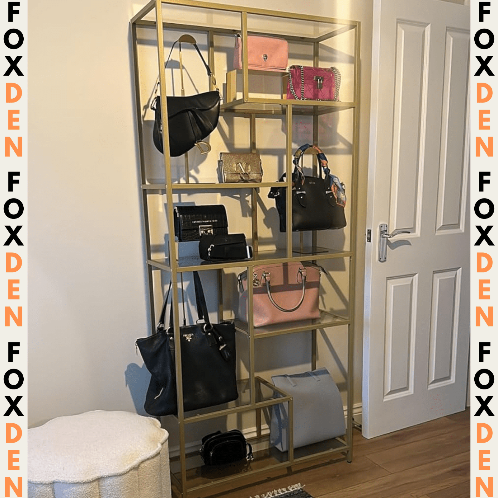 Large Gold Beauty Room Shelving Unit Metal Glass Display Cabinet Salon Studio - Home and Garden Furniture Shop - rustic - furniture