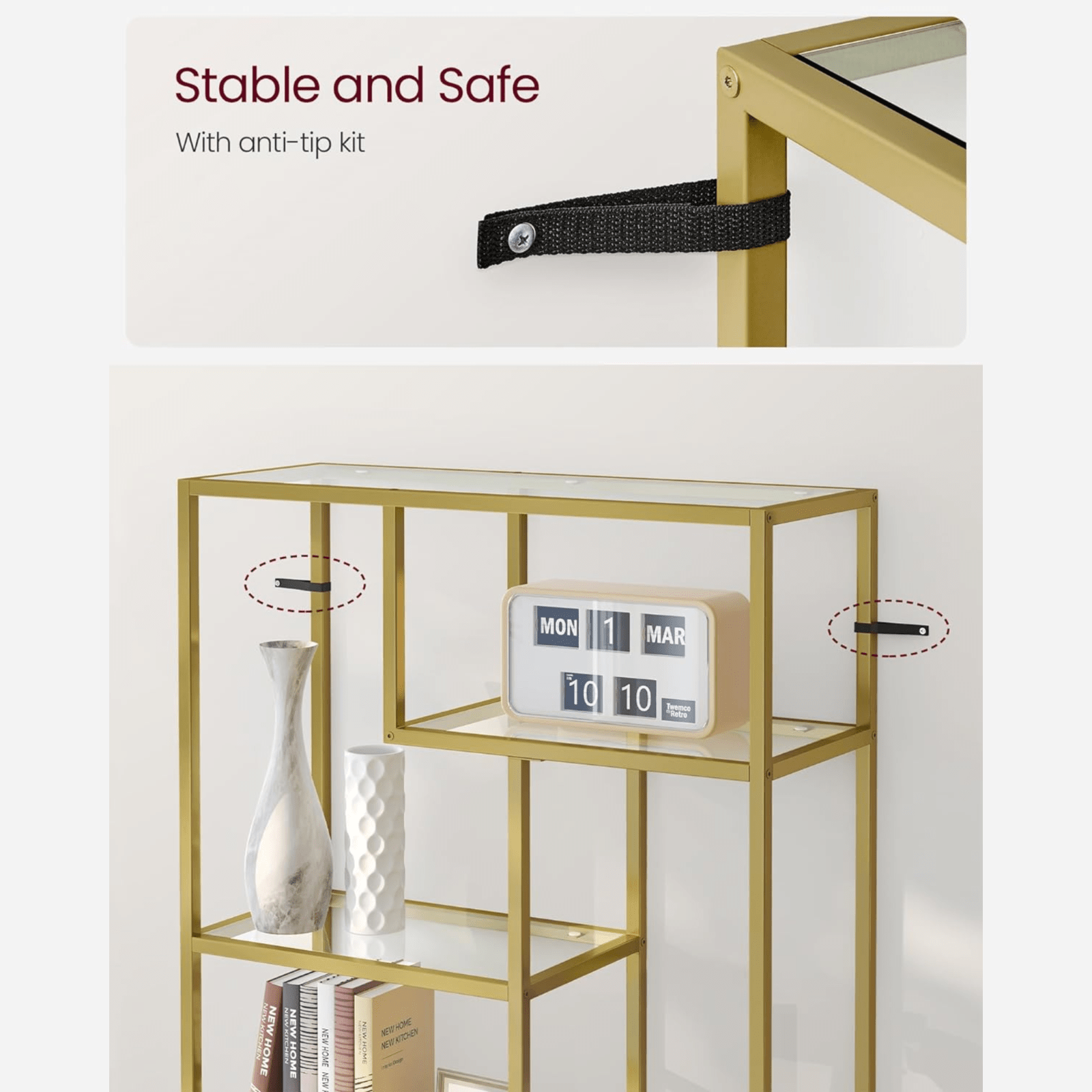 Large Gold Beauty Room Shelving Unit Metal Glass Display Cabinet Salon Studio - Home and Garden Furniture Shop - rustic - furniture