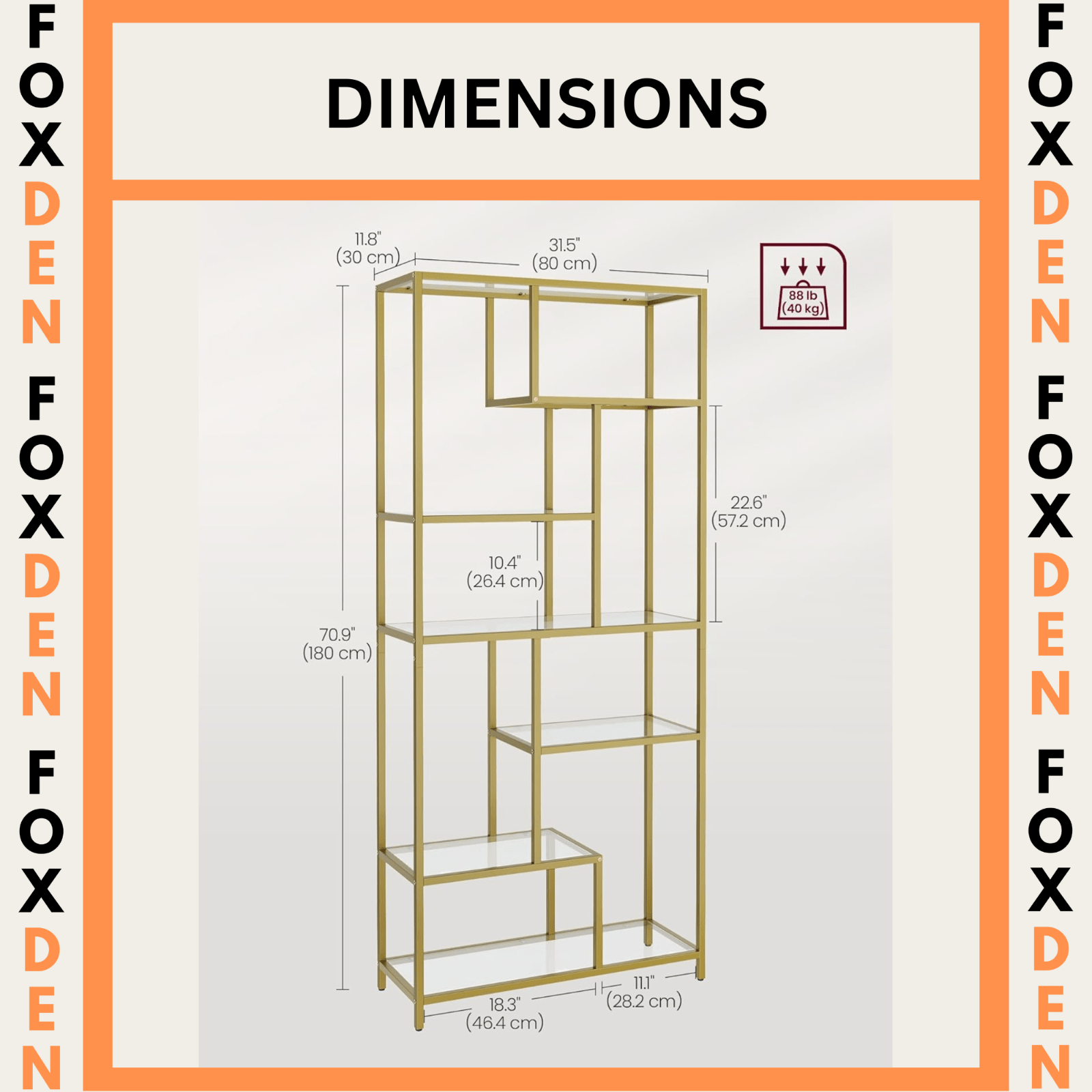 Large Gold Beauty Room Shelving Unit Metal Glass Display Cabinet Salon Studio - Home and Garden Furniture Shop - rustic - furniture