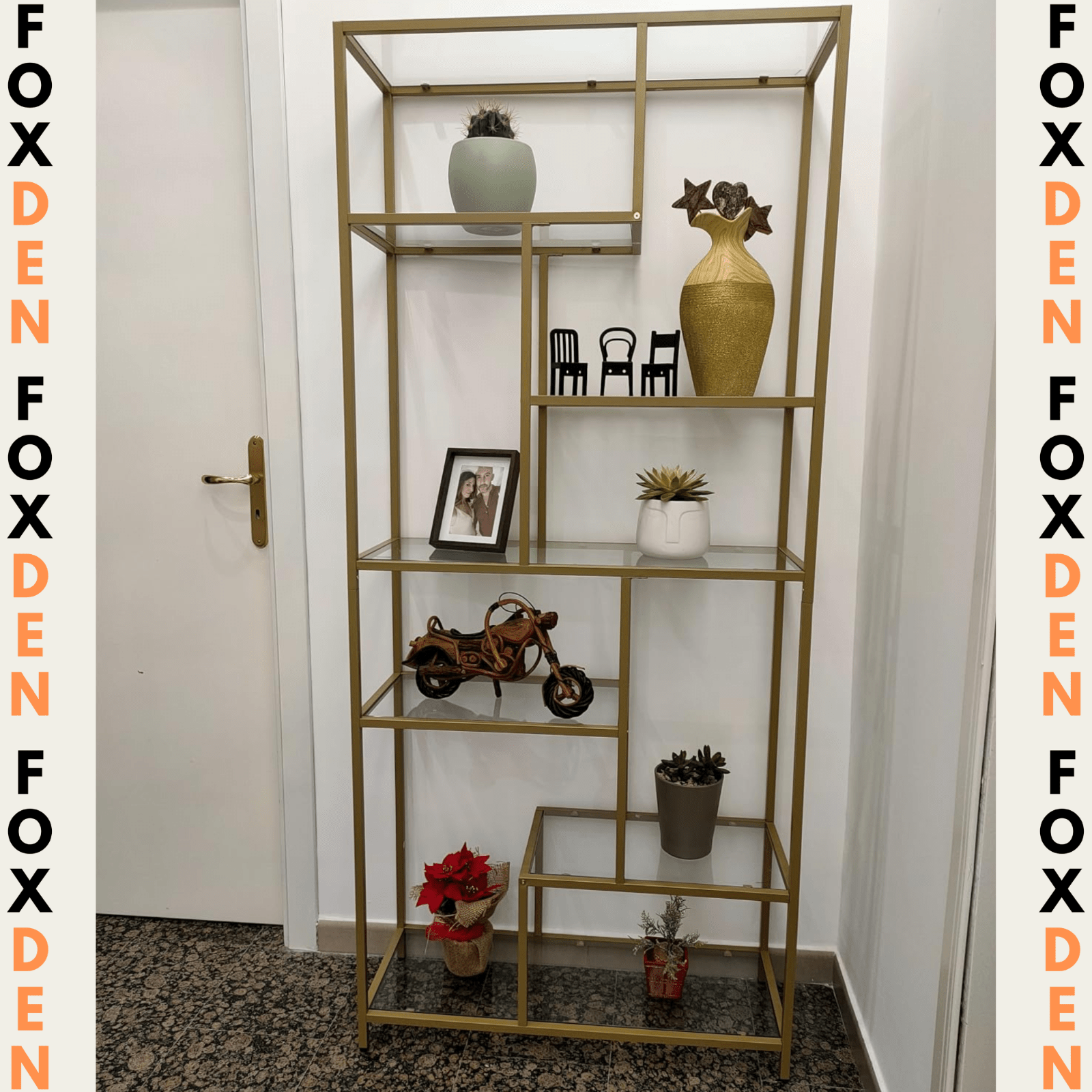 Large Gold Beauty Room Shelving Unit Metal Glass Display Cabinet Salon Studio - Home and Garden Furniture Shop - #rustic - furniture#