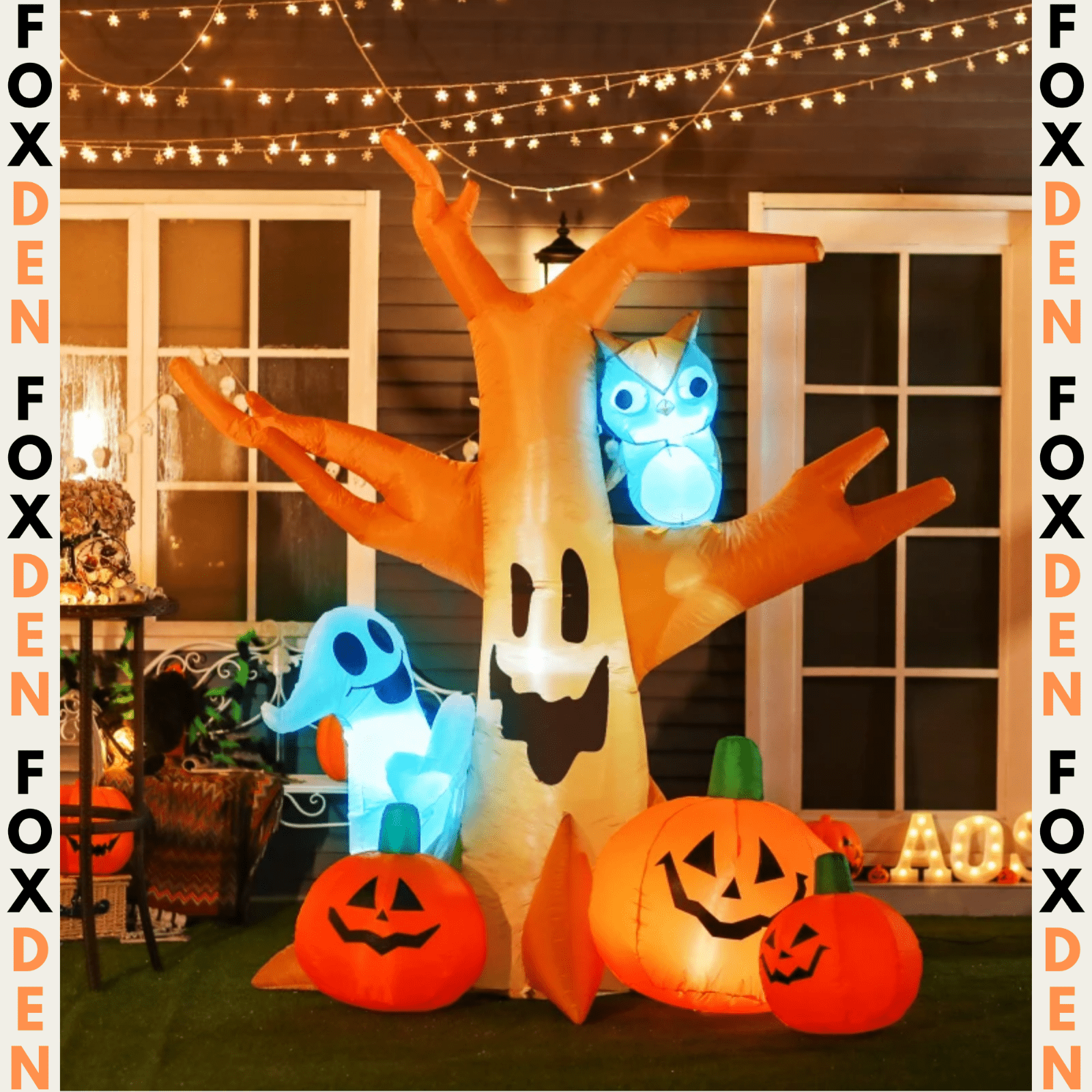 Large Halloween Inflatable Ghost Pumpkins Lighted 4 LED Lawn Garden Decorations - Home and Garden Furniture Shop - #rustic - furniture#