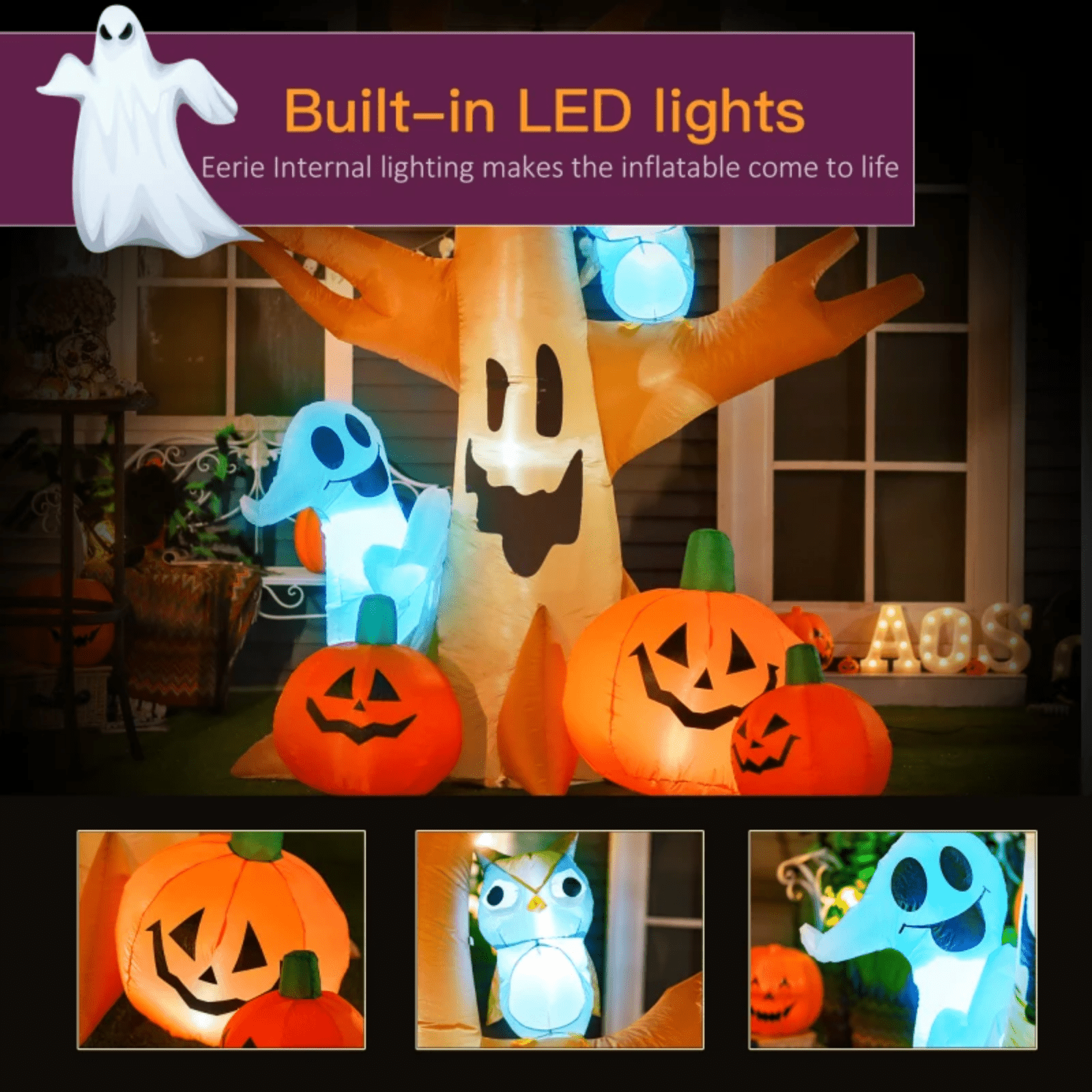 Large Halloween Inflatable Ghost Pumpkins Lighted 4 LED Lawn Garden Decorations - Home and Garden Furniture Shop - #rustic - furniture#