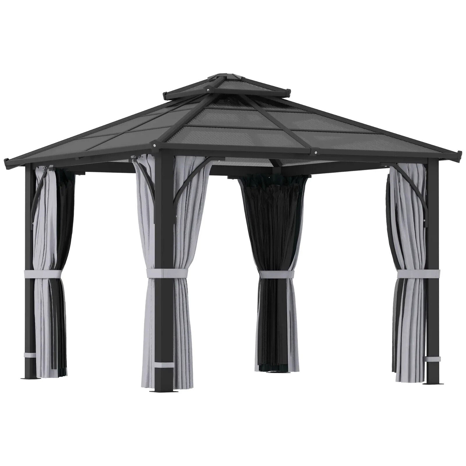 Large Hardtop Gazebo with Polycarbonate Roof and Sides Heavy Duty Marquee Grey - Home and Garden Furniture Shop - #rustic - furniture#