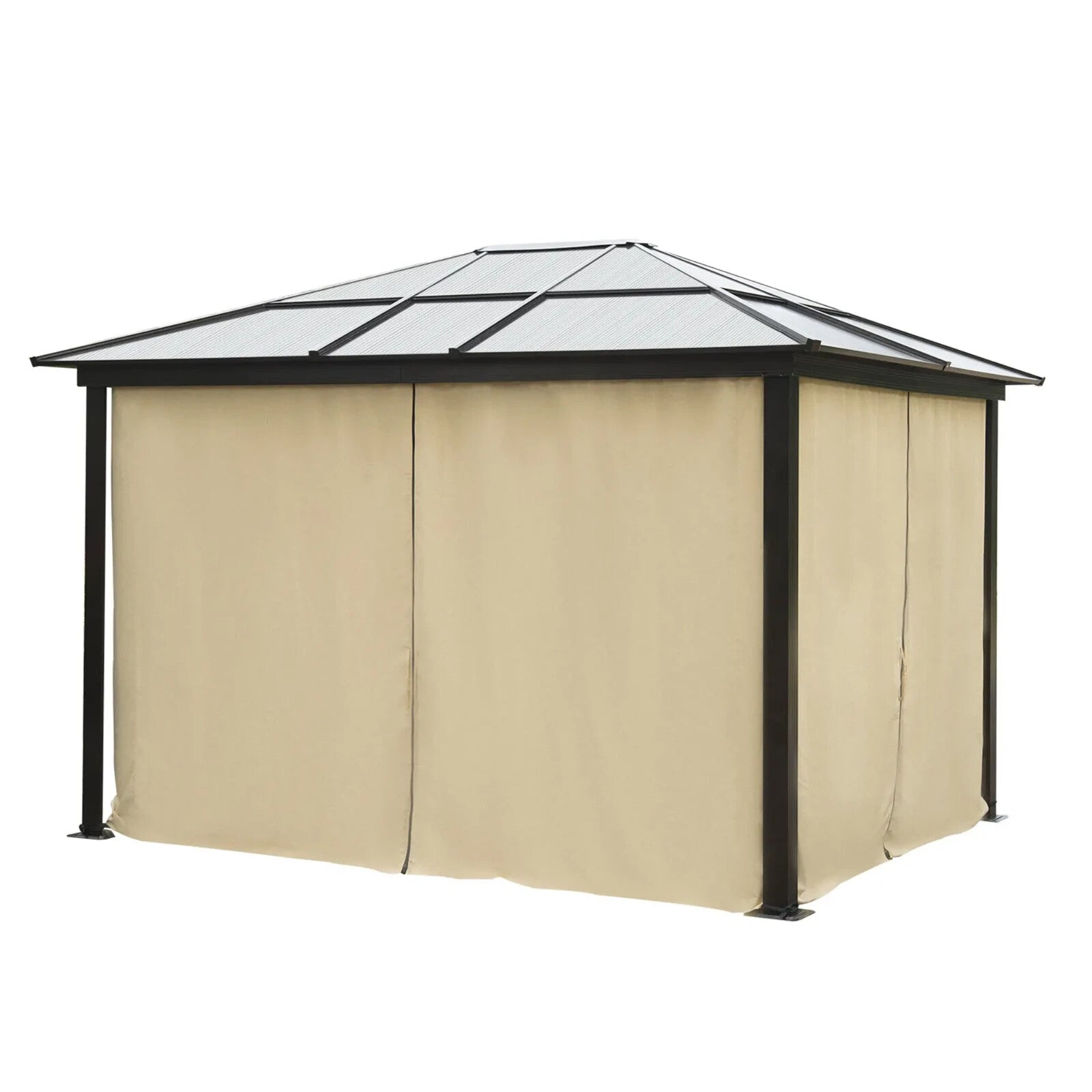 Large Hardtop Gazebo with Sides Polycarbonate Roof Metal Frame Hot Tub Shelter - Home and Garden Furniture Shop - rustic - furniture