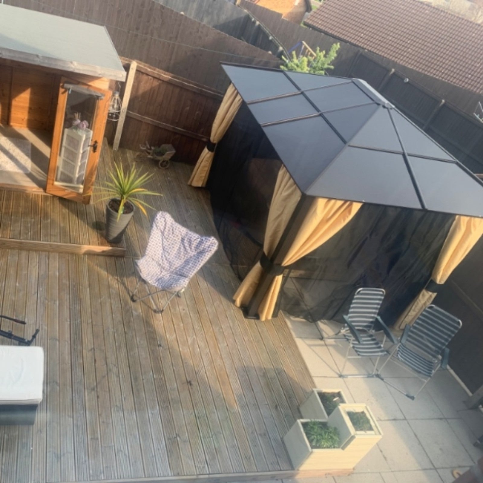 Large Hardtop Gazebo with Sides Polycarbonate Roof Metal Frame Hot Tub Shelter - Home and Garden Furniture Shop - rustic - furniture