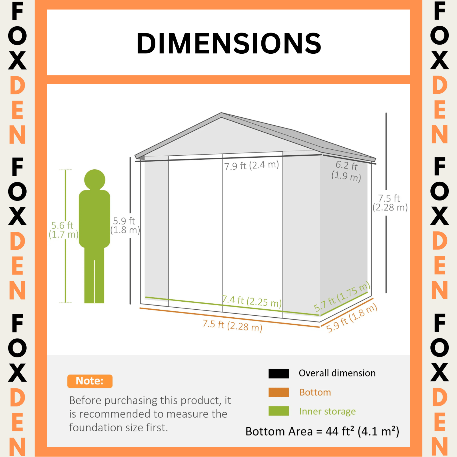 Large Heavy Duty 8 x 6ft Garden Shed Storage w/ Foundation Kit Vents Double Door - Home and Garden Furniture Shop - rustic - furniture