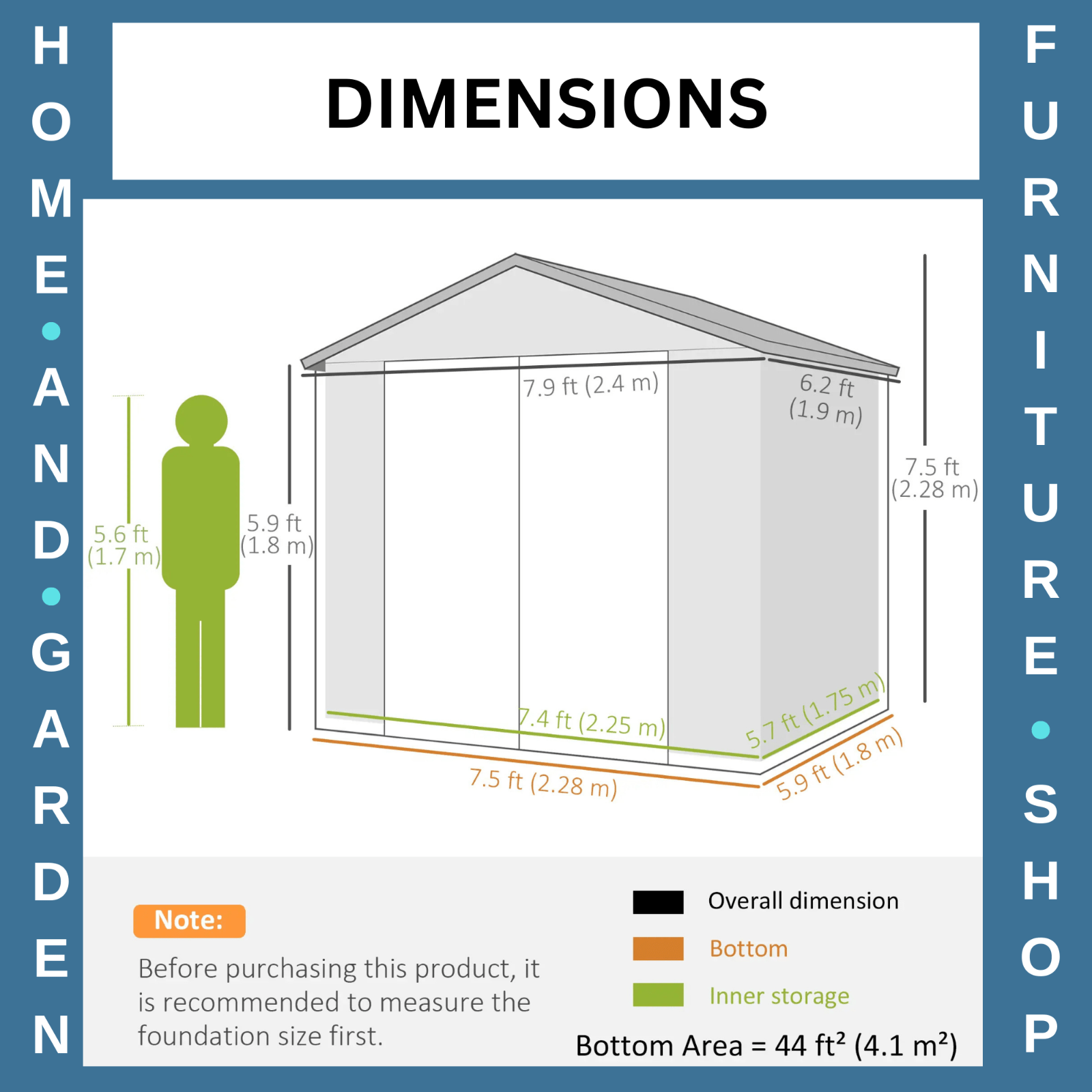 Large Heavy Duty 8 x 6ft Garden Shed Storage w/ Foundation Kit Vents Double Door - Home and Garden Furniture Shop - rustic - furniture