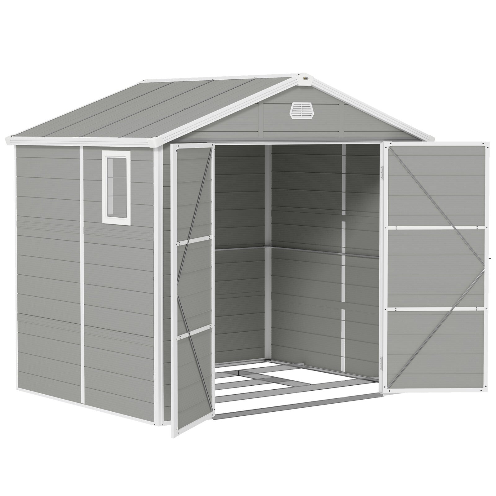 Large Heavy Duty 8 x 6ft Garden Shed Storage w/ Foundation Kit Vents Double Door - Home and Garden Furniture Shop - rustic - furniture