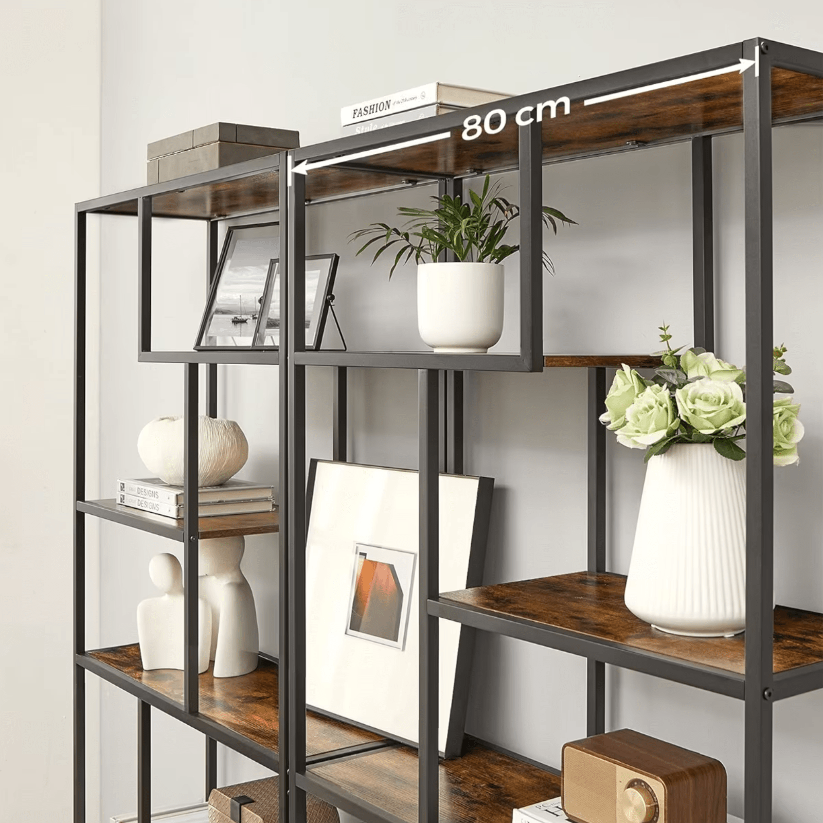 Large Heavy Duty Bookcase Storage Rack Rustic Industrial Bookshelf Metal Frame - Home and Garden Furniture Shop - rustic - furniture