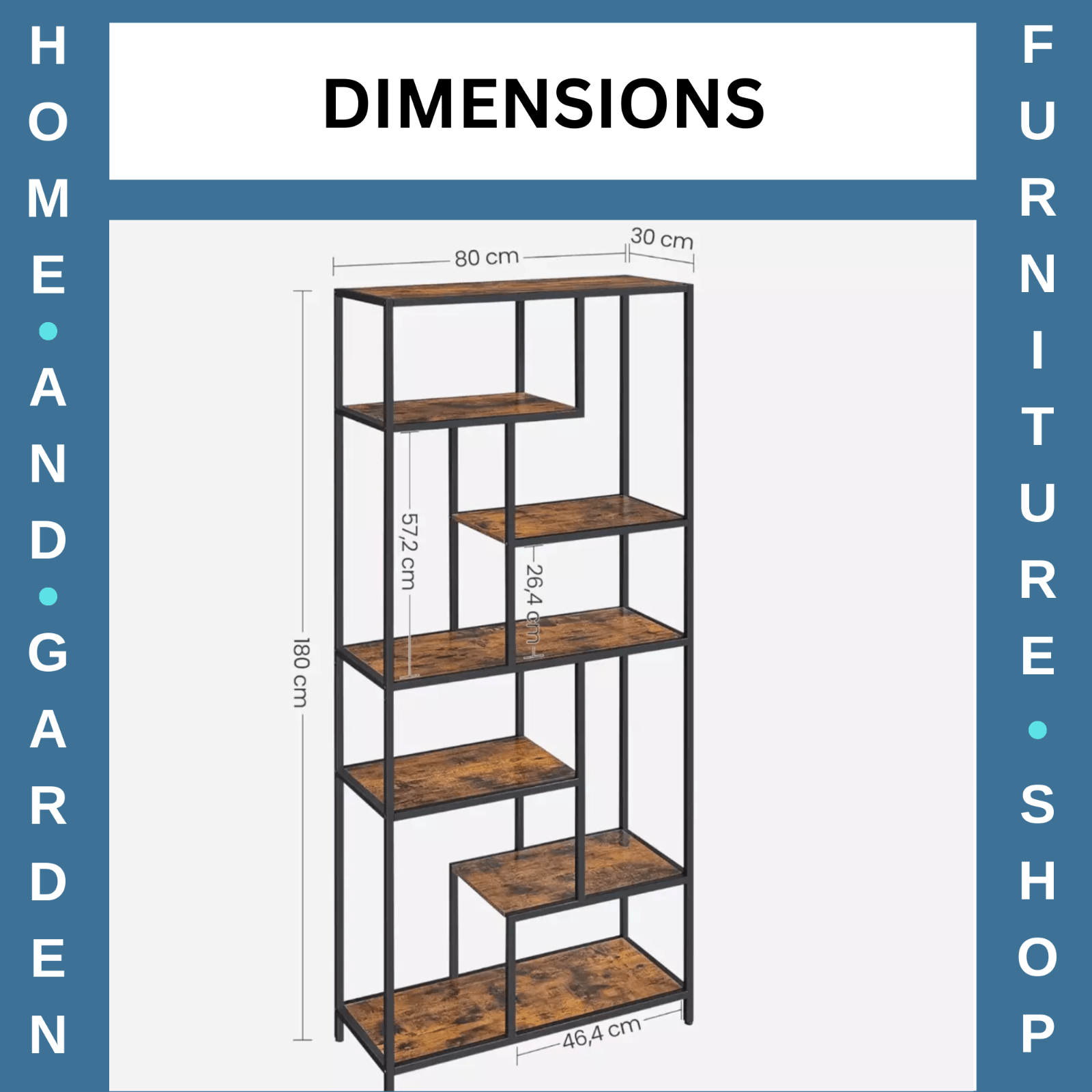 Large Heavy Duty Bookcase Storage Rack Rustic Industrial Bookshelf Metal Frame - Home and Garden Furniture Shop - rustic - furniture
