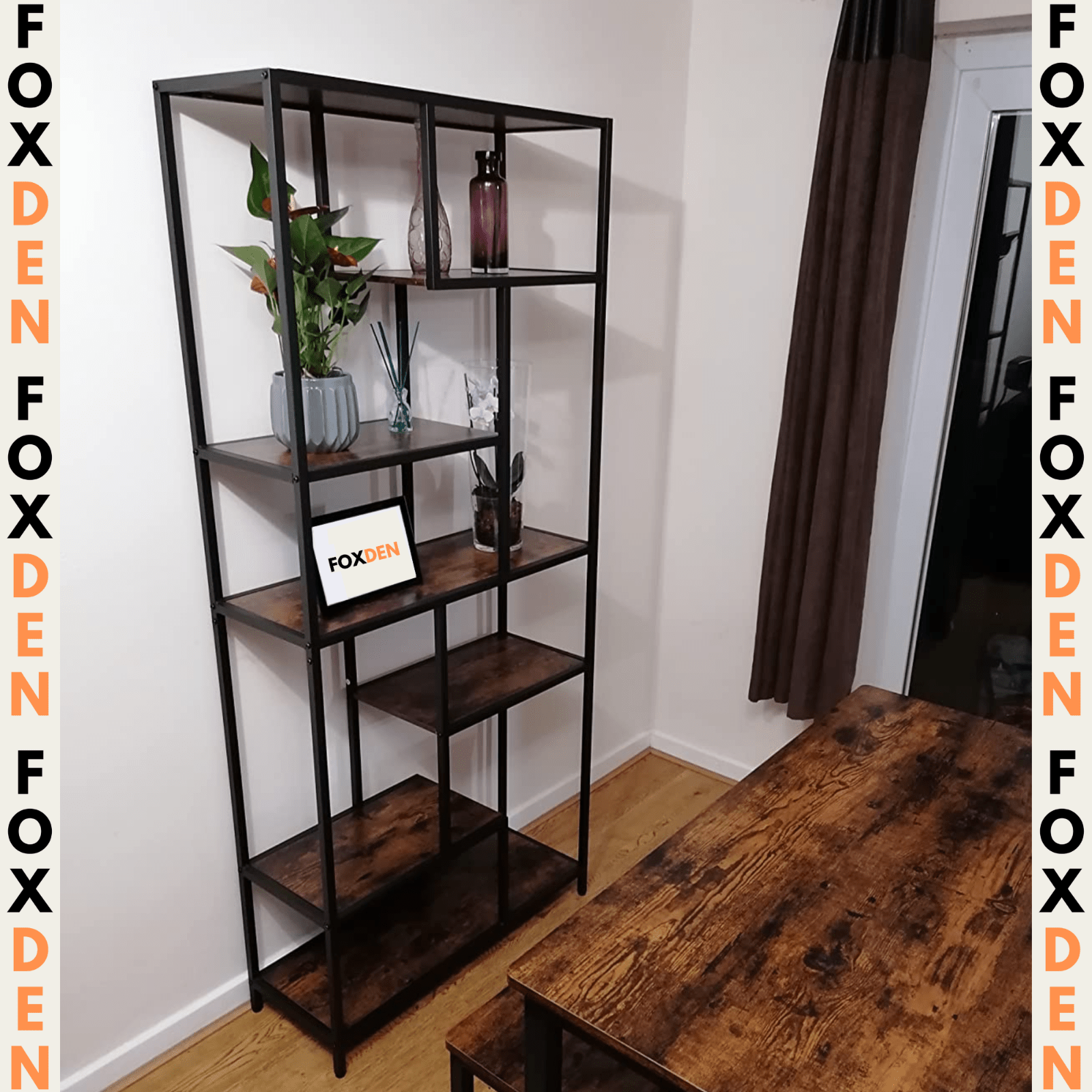 Large Heavy Duty Bookcase Storage Rack Rustic Industrial Bookshelf Metal Frame - Home and Garden Furniture Shop - #rustic - furniture#