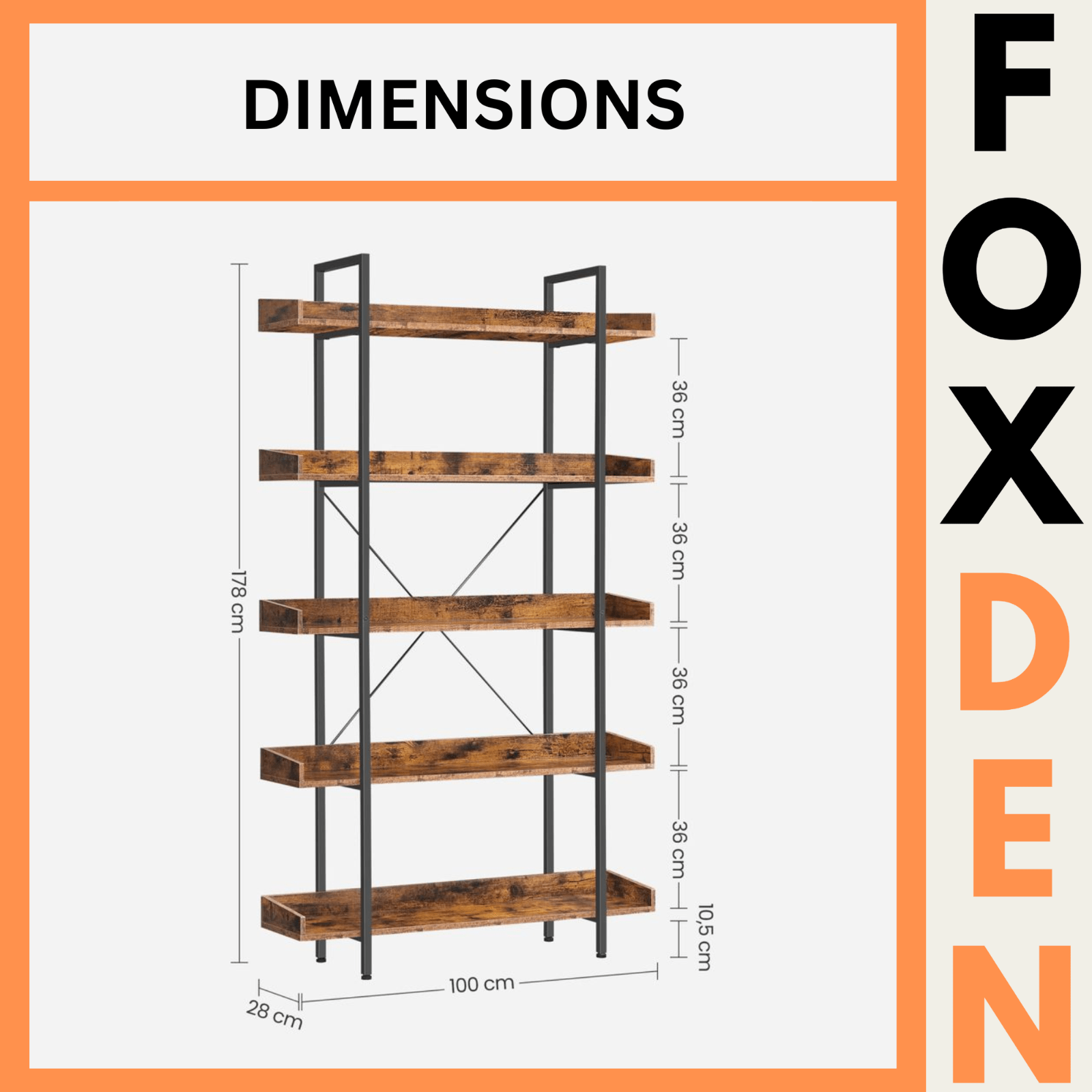 Large Heavy Duty Bookcase Storage Rack Rustic Industrial Bookshelf Steel Frame - Home and Garden Furniture Shop - rustic - furniture