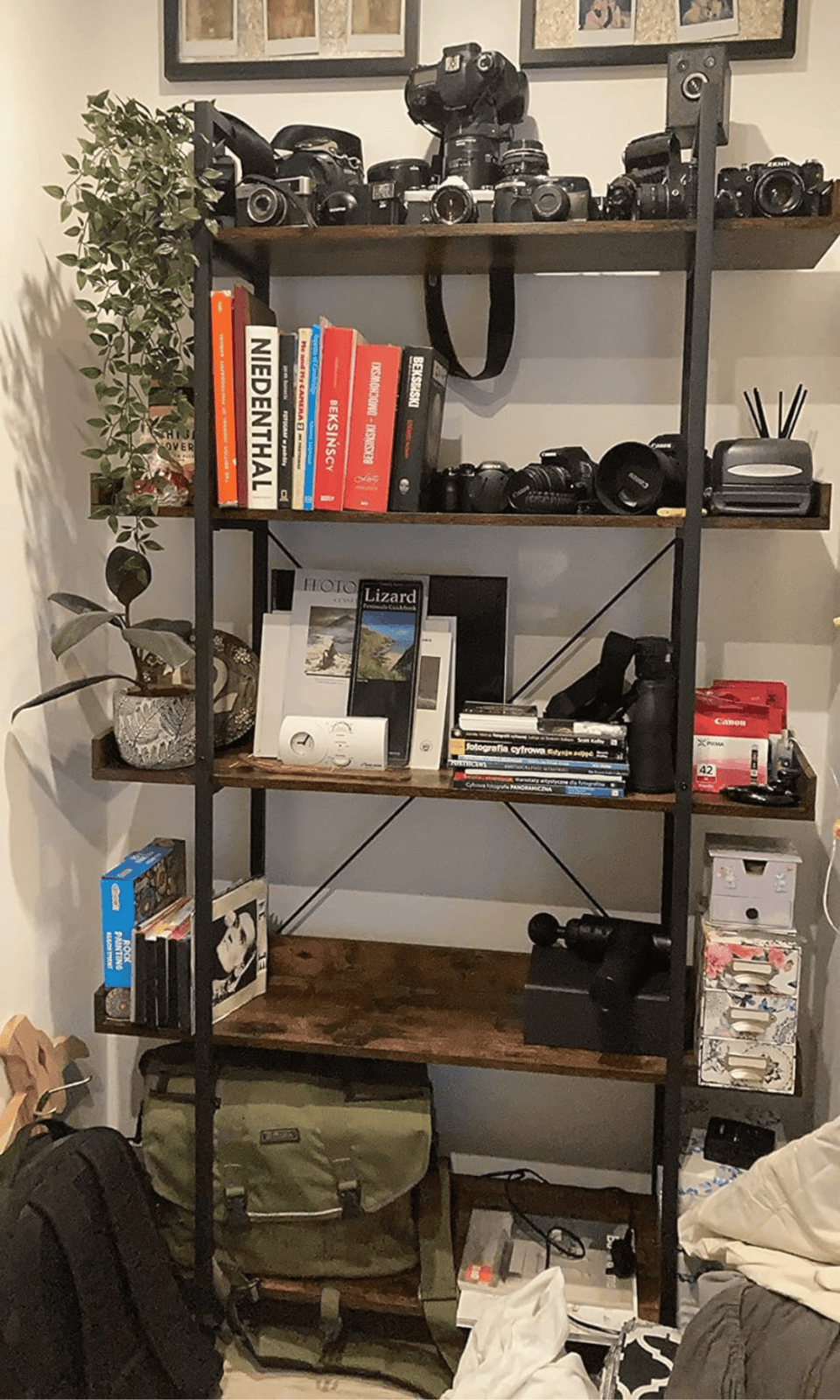 Large Heavy Duty Bookcase Storage Rack Rustic Industrial Bookshelf Steel Frame - Home and Garden Furniture Shop - #rustic - furniture#