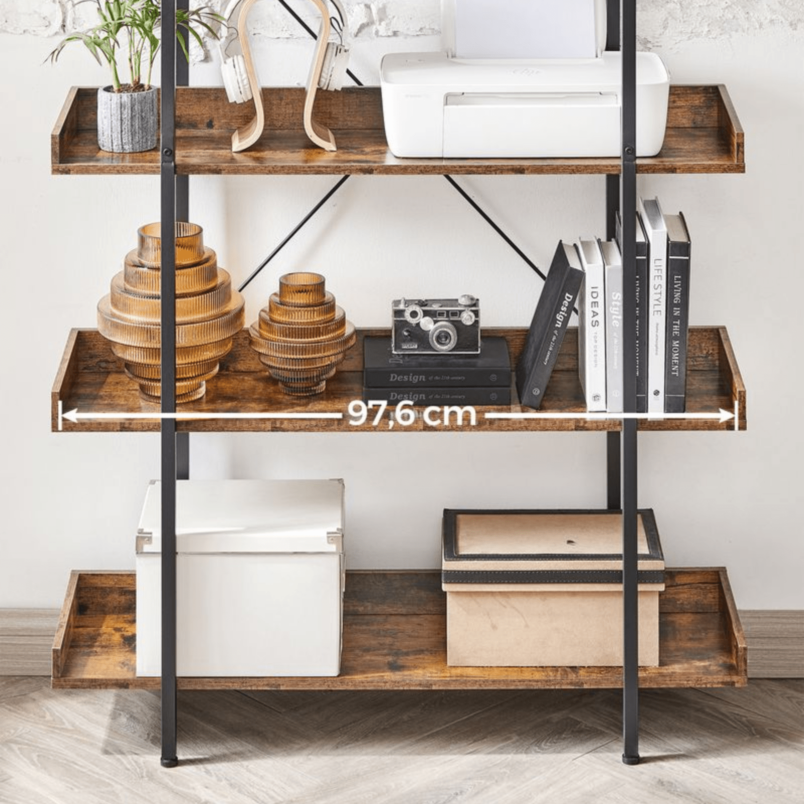 Large Heavy Duty Bookcase Storage Rack Rustic Industrial Bookshelf Steel Frame - Home and Garden Furniture Shop - rustic - furniture