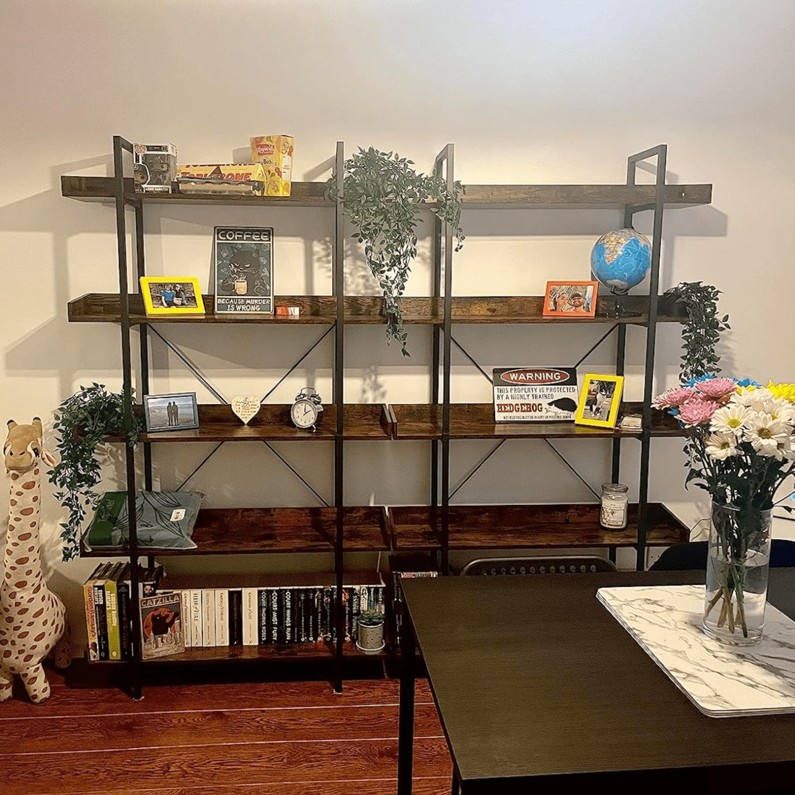 Large Heavy Duty Bookcase Storage Rack Rustic Industrial Bookshelf Steel Frame - Home and Garden Furniture Shop - rustic - furniture