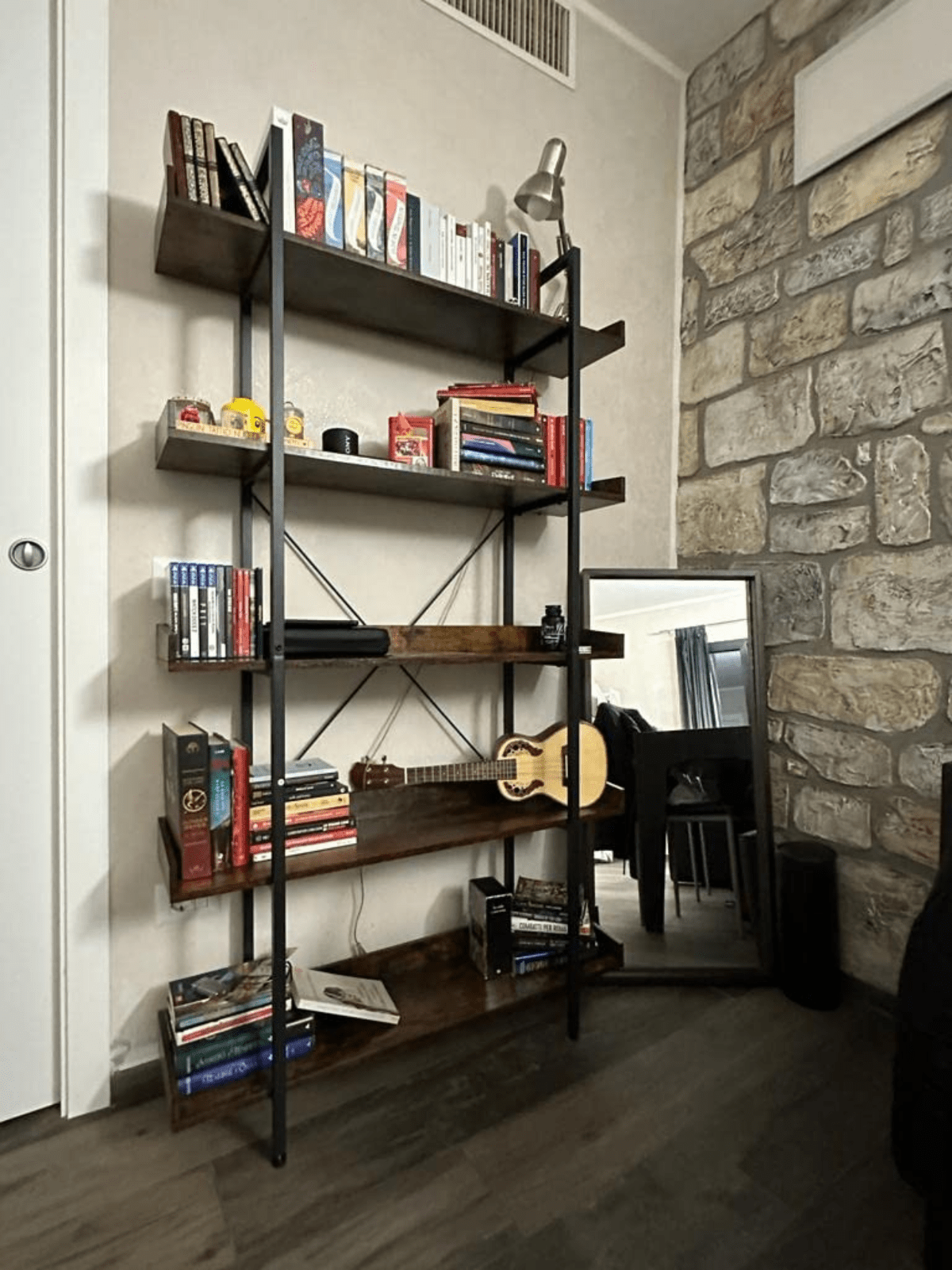 Large Heavy Duty Bookcase Storage Rack Rustic Industrial Bookshelf Steel Frame - Home and Garden Furniture Shop - #rustic - furniture#