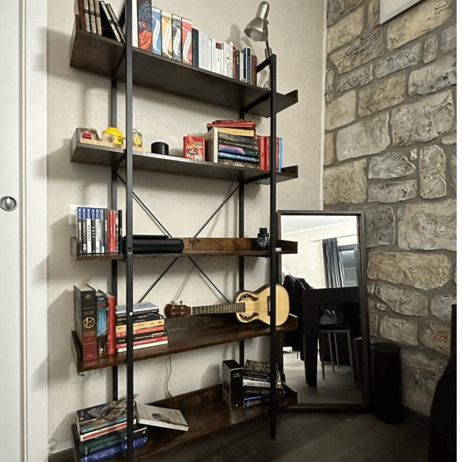 Large Heavy Duty Bookcase Storage Rack Rustic Industrial Bookshelf Steel Frame - Home and Garden Furniture Shop - rustic - furniture