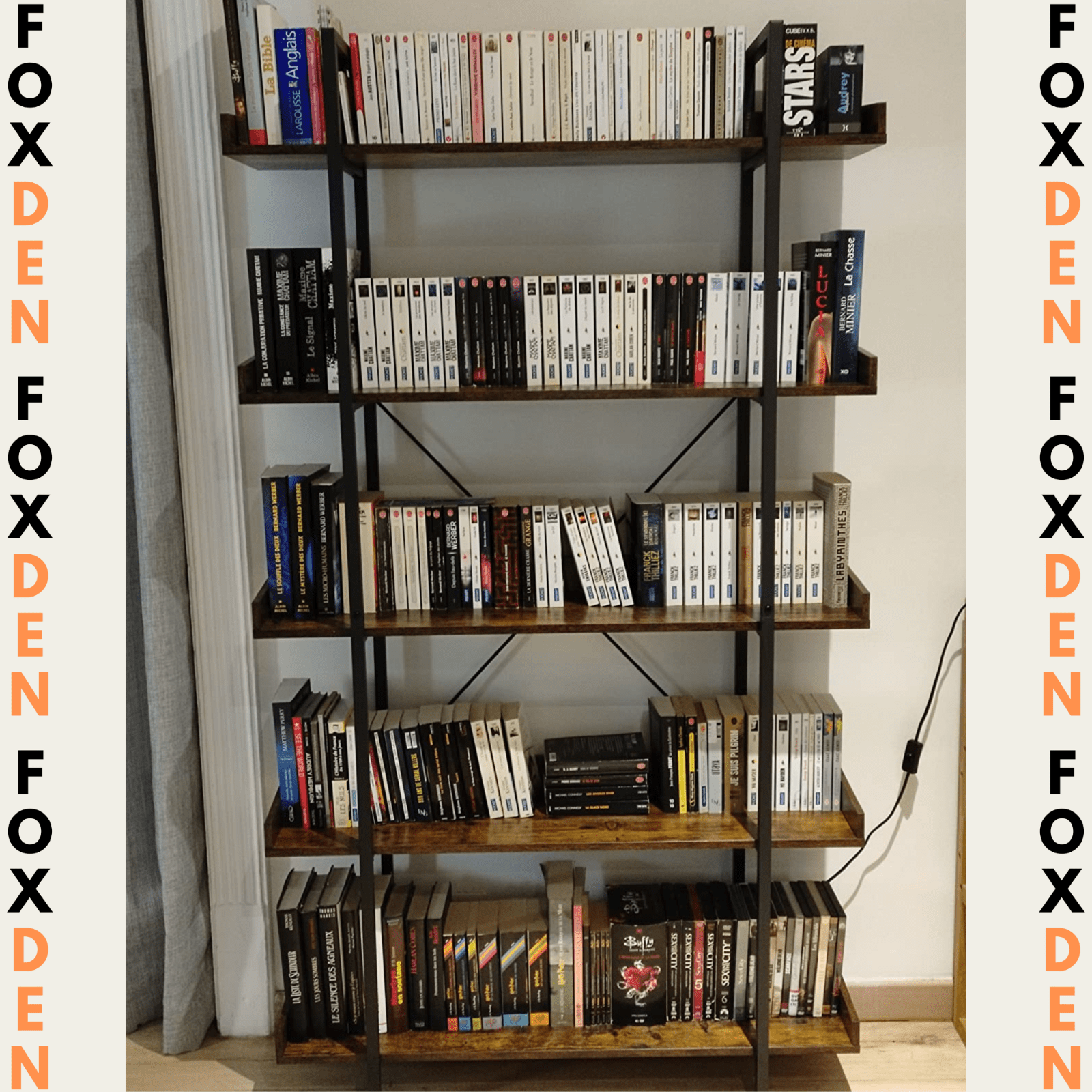 Large Heavy Duty Bookcase Storage Rack Rustic Industrial Bookshelf Steel Frame - Home and Garden Furniture Shop - rustic - furniture