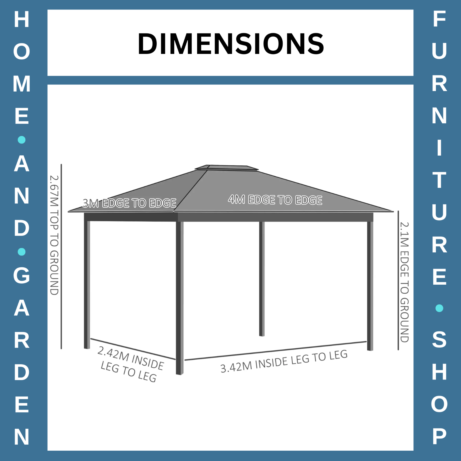 Large Heavy Duty Gazebo Sides 4 x 3m Garden Shelter Vented Roof Netting Curtains - Home and Garden Furniture Shop - rustic - furniture