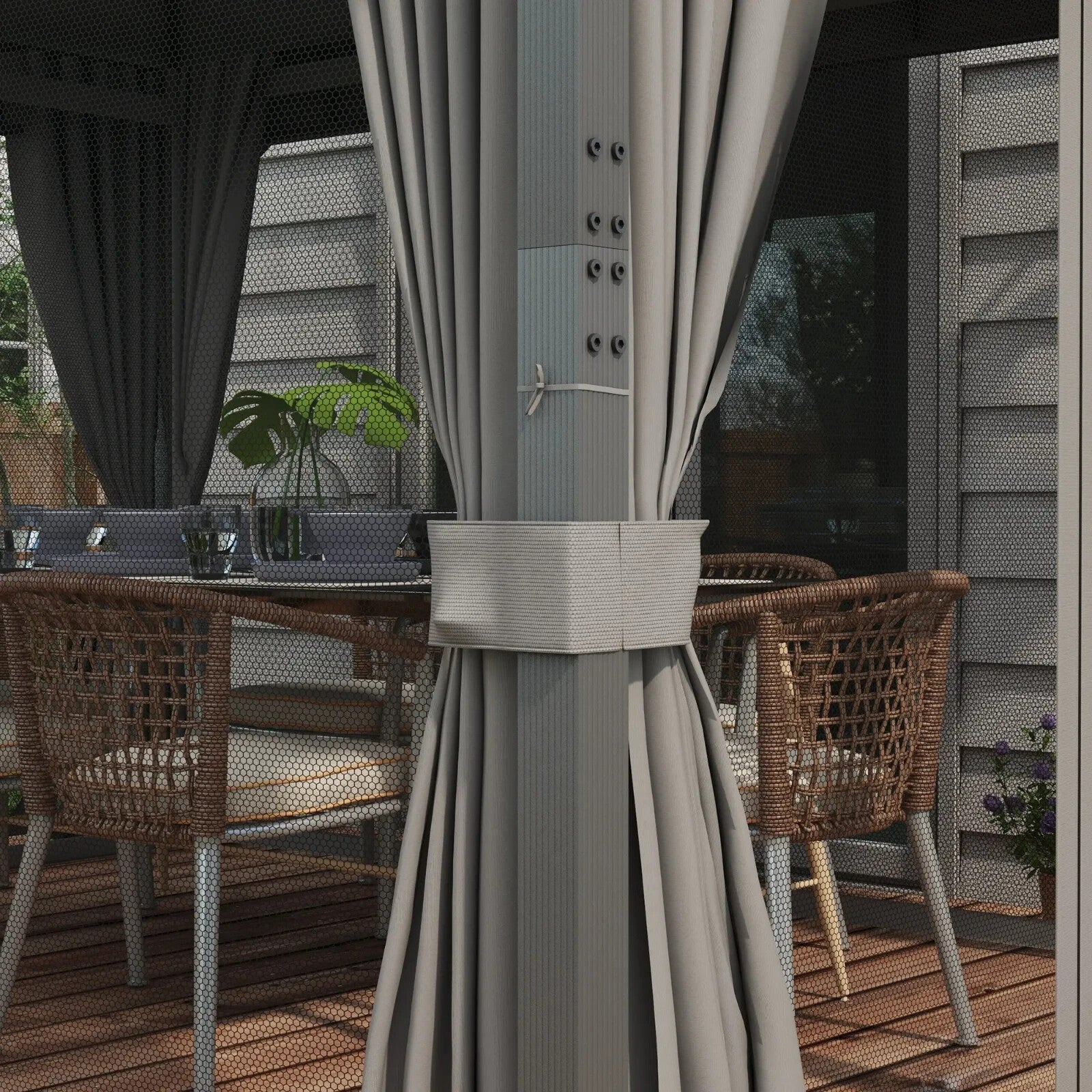 Large Heavy Duty Gazebo Sides 4 x 3m Garden Shelter Vented Roof Netting Curtains - Home and Garden Furniture Shop - rustic - furniture