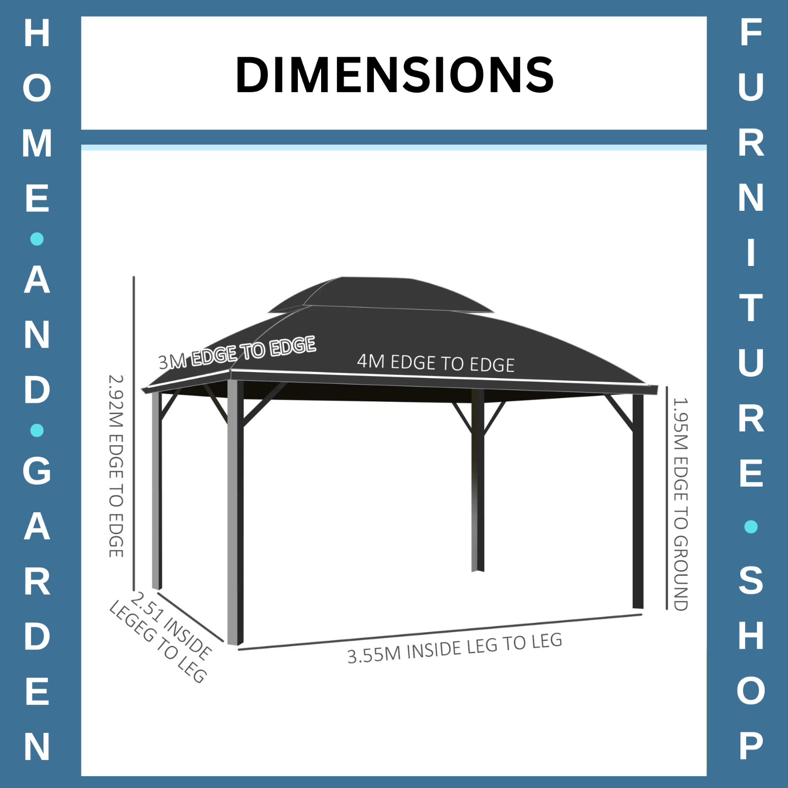 Large Heavy Duty Gazebo with Polycarbonate Roof 4 x 3m Aluminium Frame Curtains - Home and Garden Furniture Shop - #rustic - furniture#