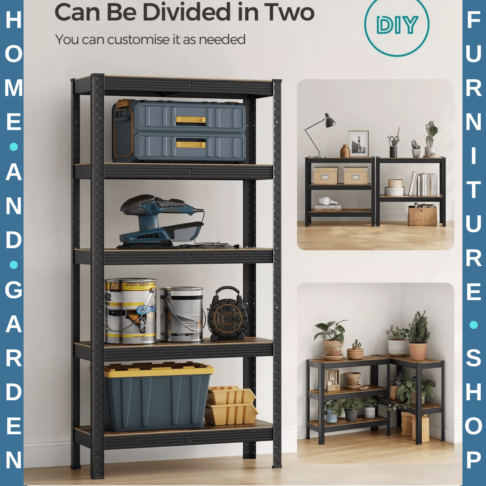 Large Heavy Duty Industrial Shelving Unit 650kg Load Capacity Adjustable Shelves - Home and Garden Furniture Shop - rustic - furniture